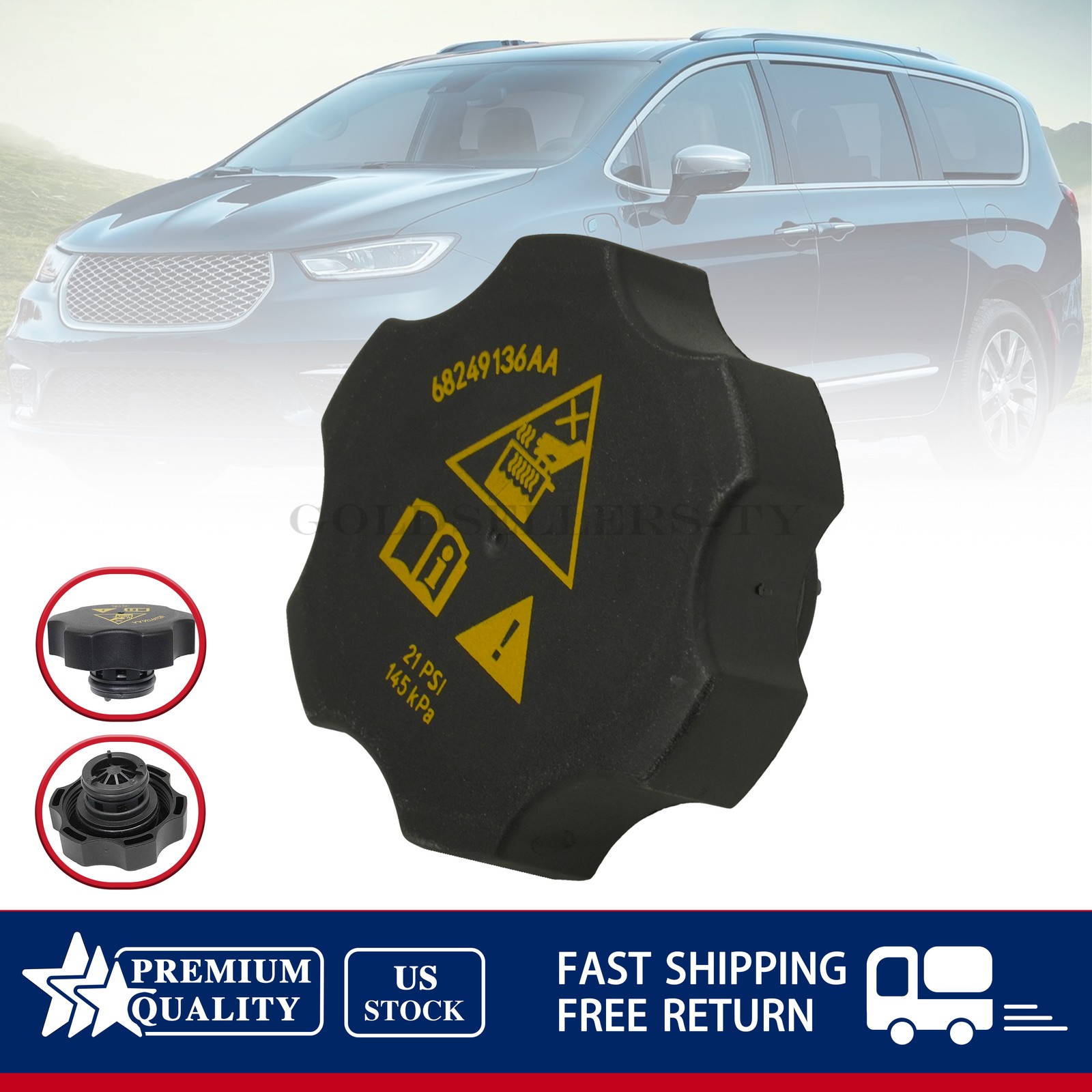 NEW Radiator Coolant Recovery Cap For Chrysler Dodge Jeep Ram 13-21 68442532AA