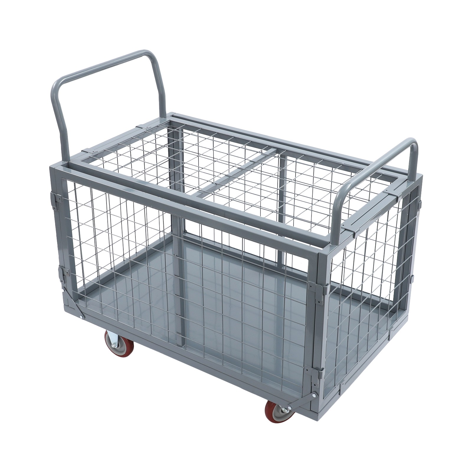 5-in-1 Heavy Duty Platform Cart With Cage Push Cart For Grocery & Warehouse ﻿