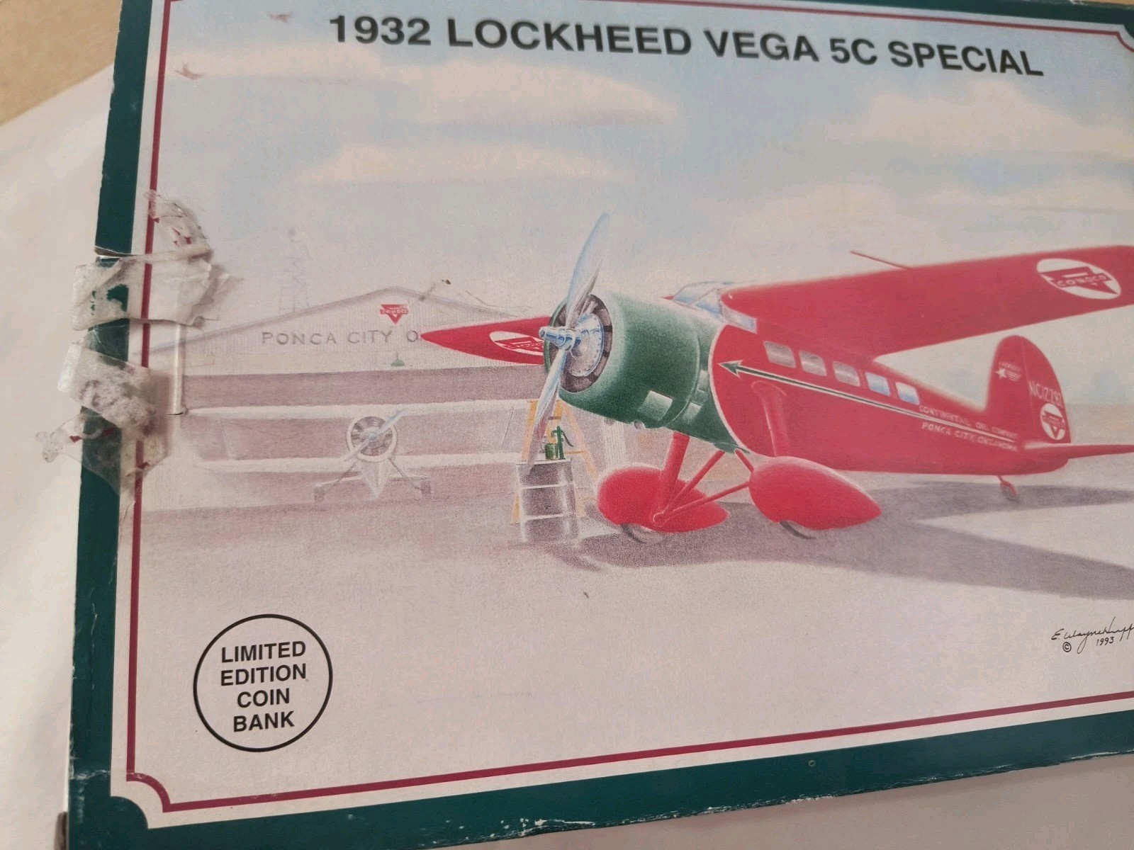 1932 Lockheed Vega 5C Special Conoco Diecast Plane Coin Bank Limited Edition '92