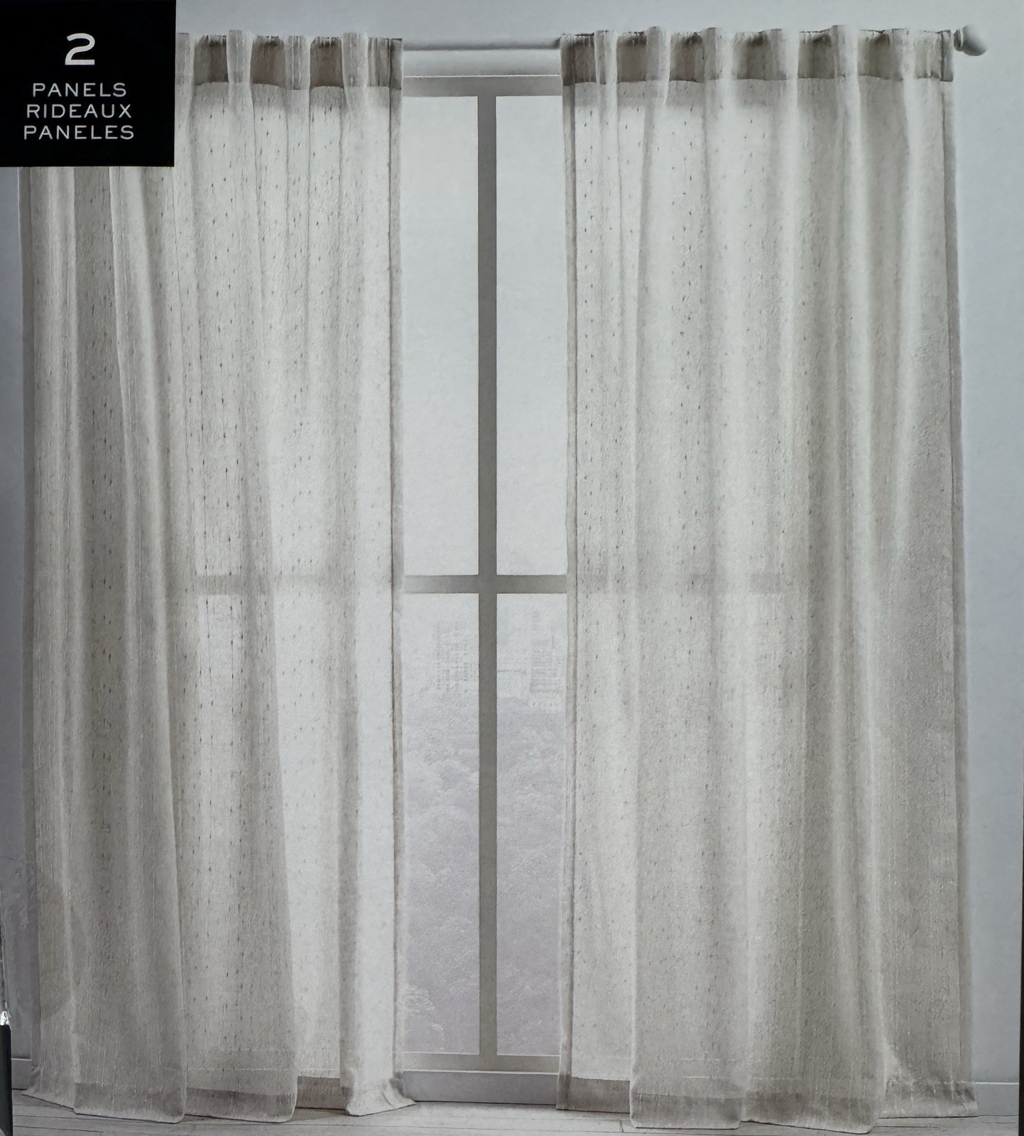 New Ralph Lauren Window Curtains 2 Panels Natural 54 x 96 Linen Back Tab Marley