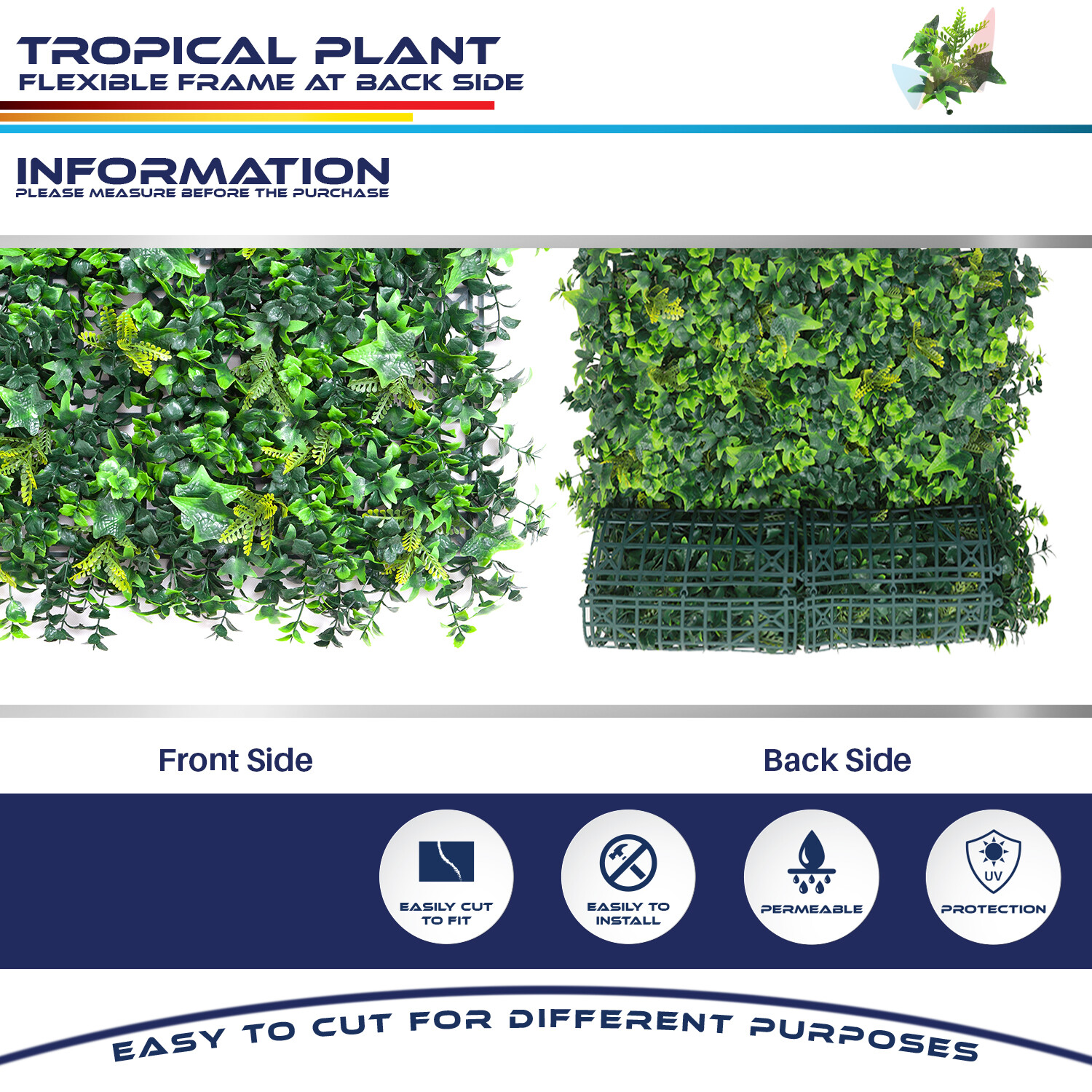 20"x20" Artificial Faux Tropical Leaf Privacy Fence Screen Decor Panels Hedge