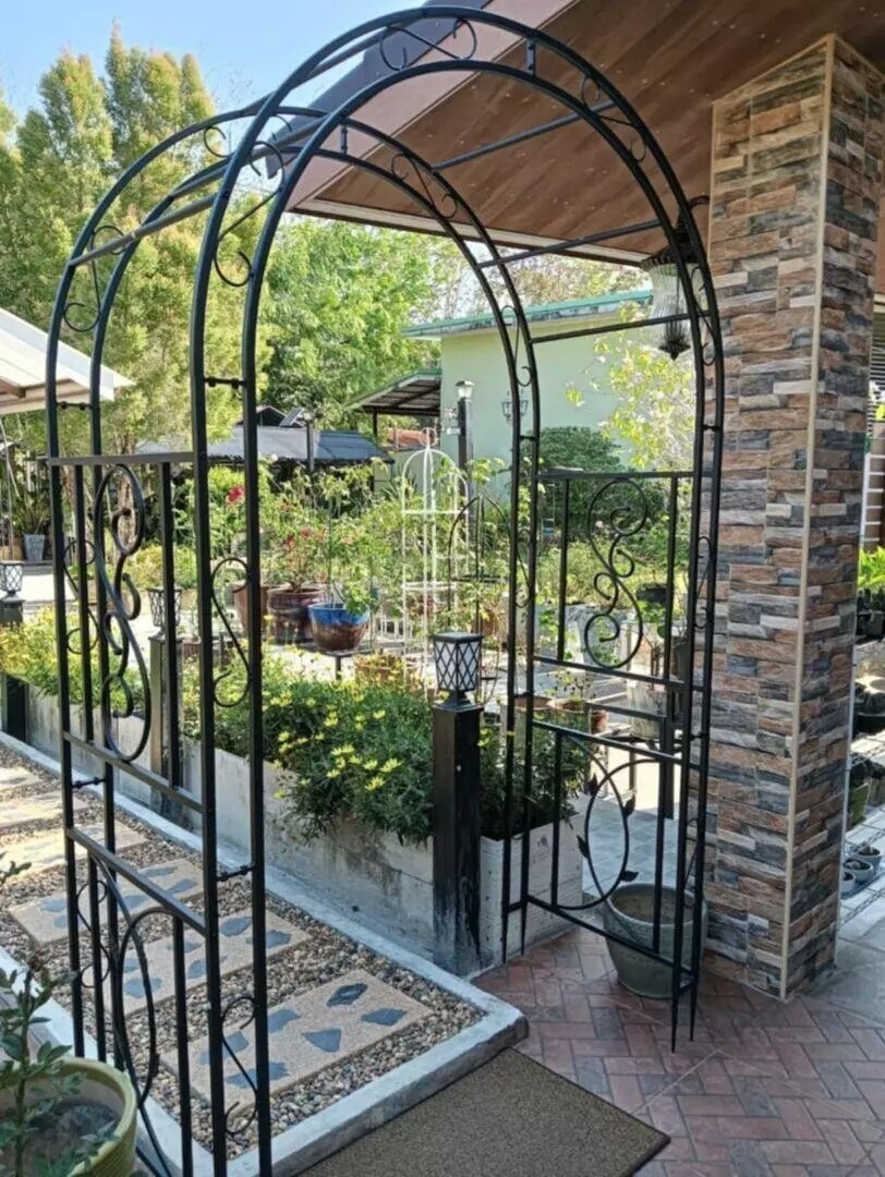 XXL Double-layer Garden Arch Trellis Metal Climbing Plant Archway with 8 Prongs