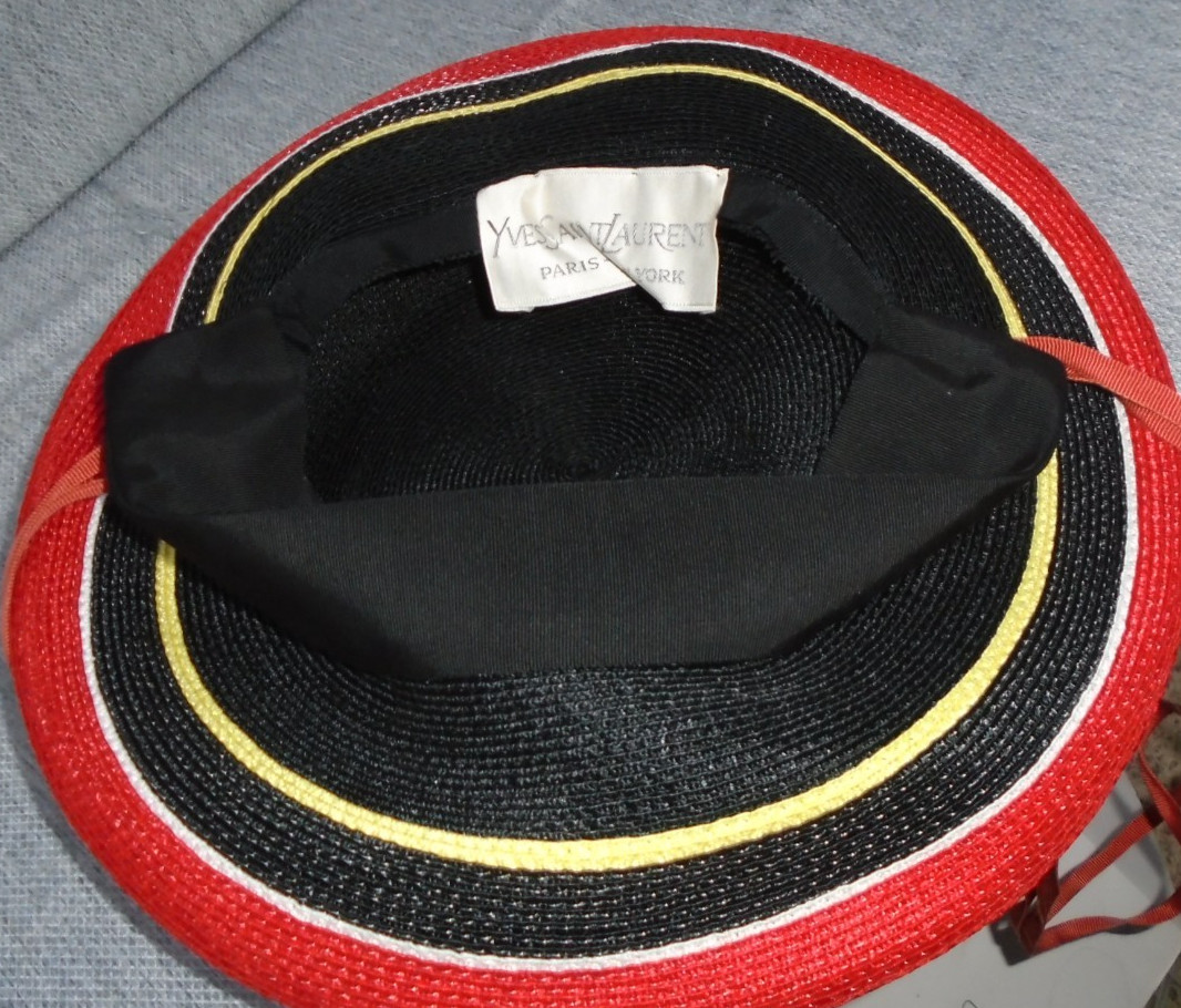 YSL Yves Saint Laurent Designer Vintage RED Black Hat