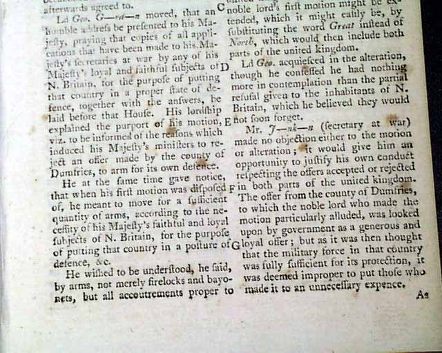 1780 WEST FLORIDA Surrender to Spanish Revolutionary War London Enemy Magazine