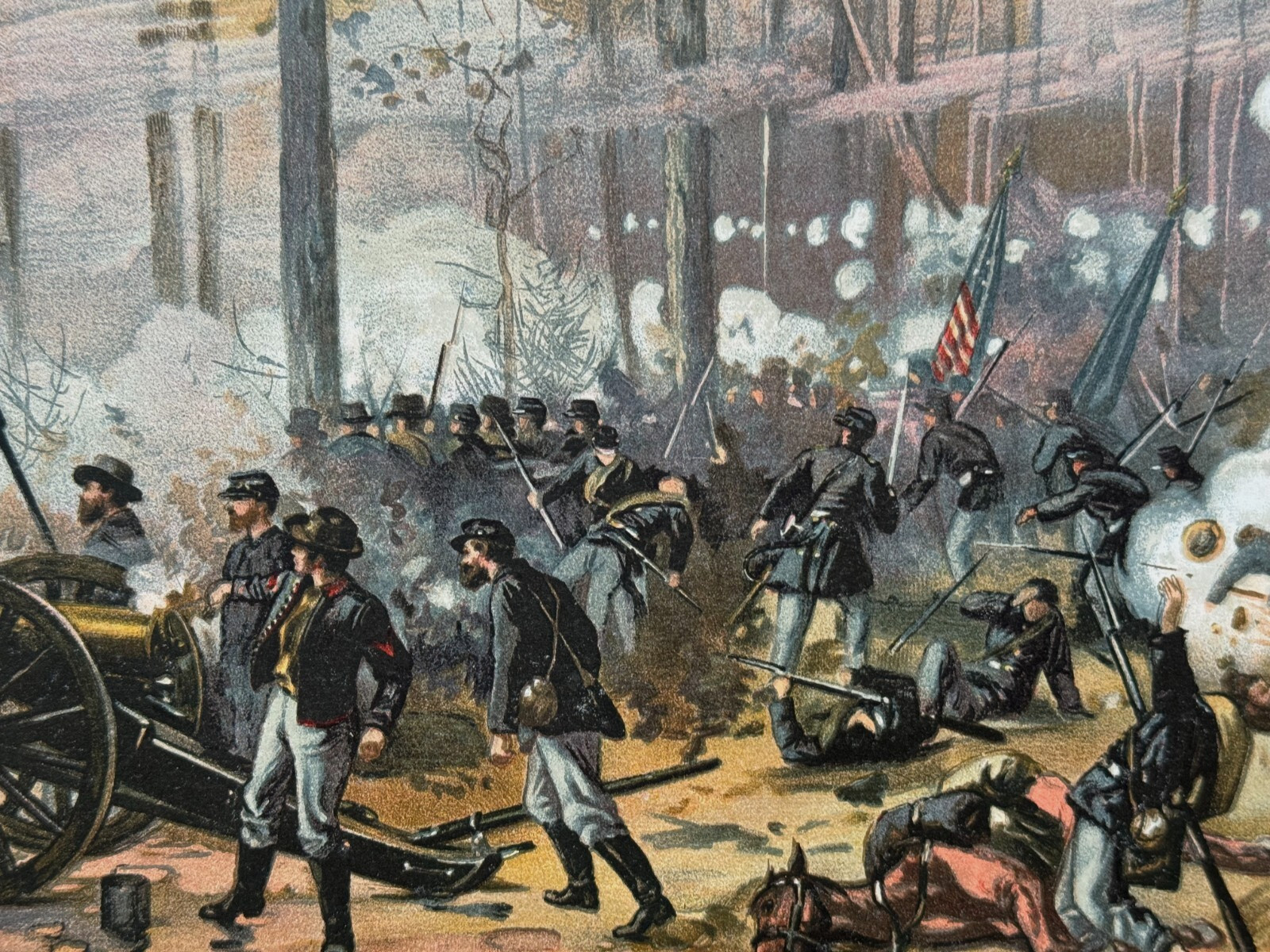 BATTLE OF SHILOH PITTSBURG ORIGINAL CIVIL WAR LITHOGRAPH L. PRANG 1888 BOSTON