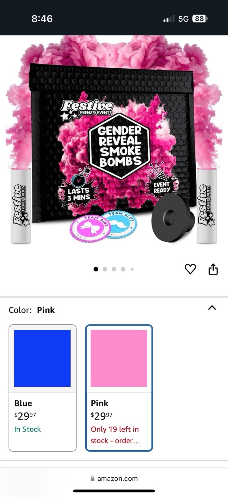 15lbs of pink powder and 2 pink smoke bombs