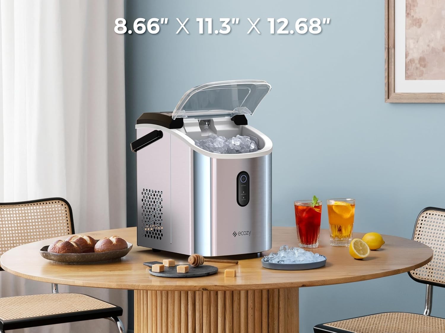 Nugget Ice Maker 33 lbs/24H Crushed Pellet Ice Cubes Ice Machine for Kitchen/Bar