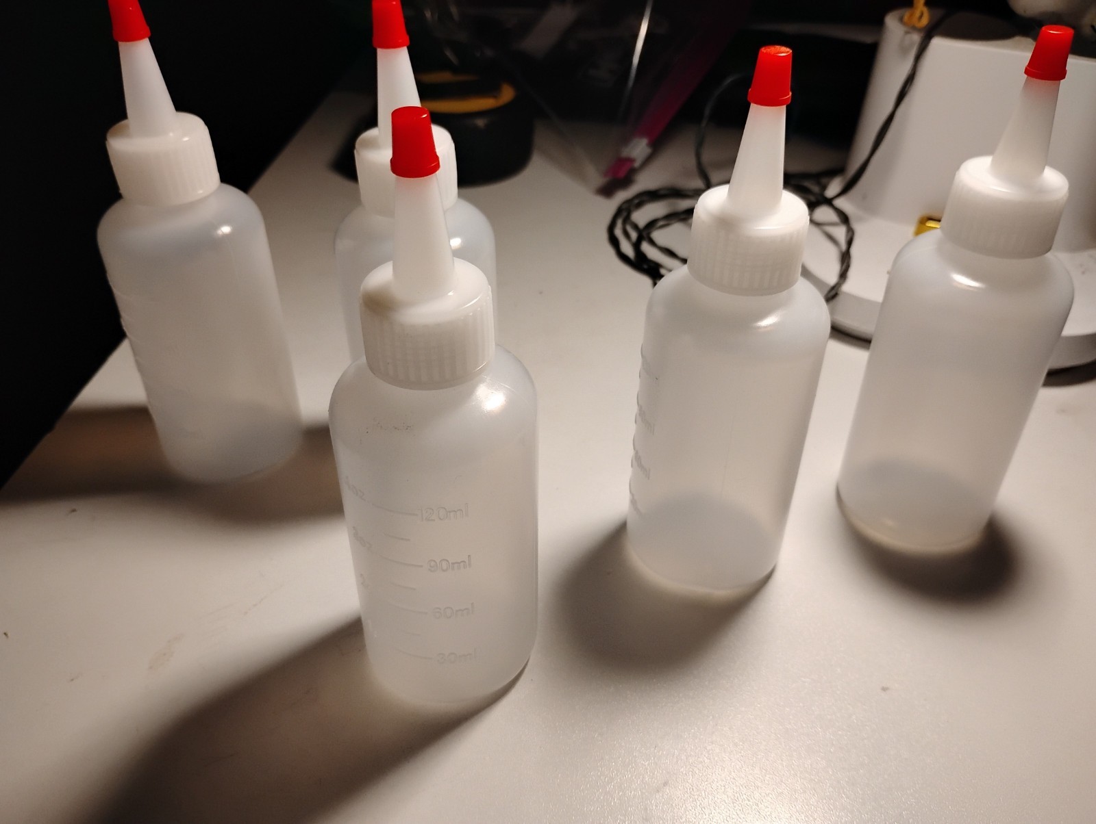 4 Ounce Squeeze Bottles (5 TOTAL) With Red Tip Cap