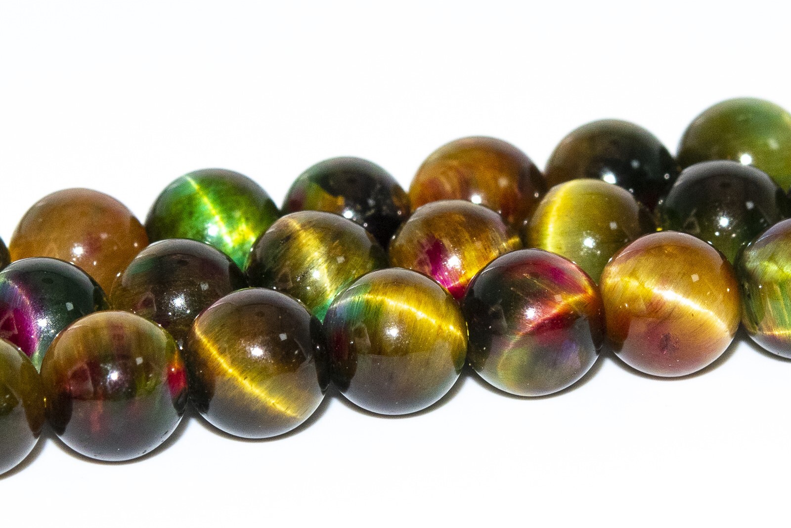 Cat Eye Multicolor Tiger Eye Beads Grade AAA Round Loose Beads 6/8/10/12MM