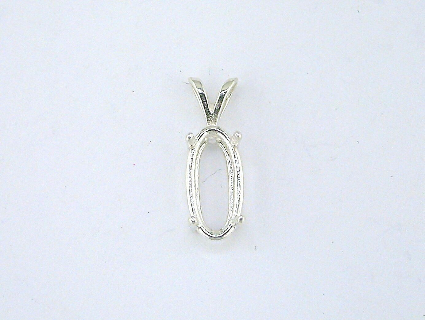 Oval 4 Prong Wire Mount Pendant Setting Sterling Silver