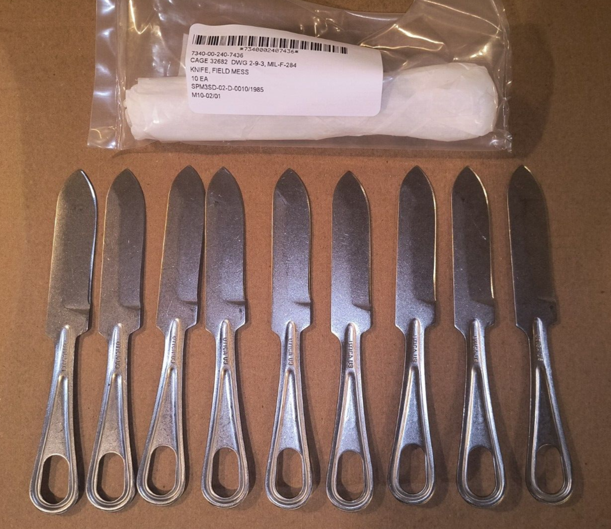 Mess Knife Military 10 Ea Stainless Utensil UTICA Silverware Utensil Shelby P38