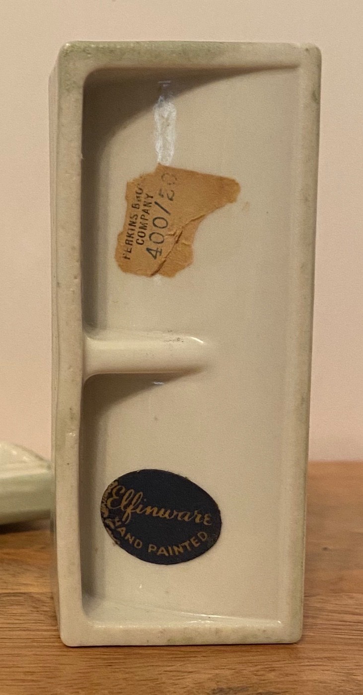 Vintage Elfinware Hand Painted Porcelain Stamp Holder