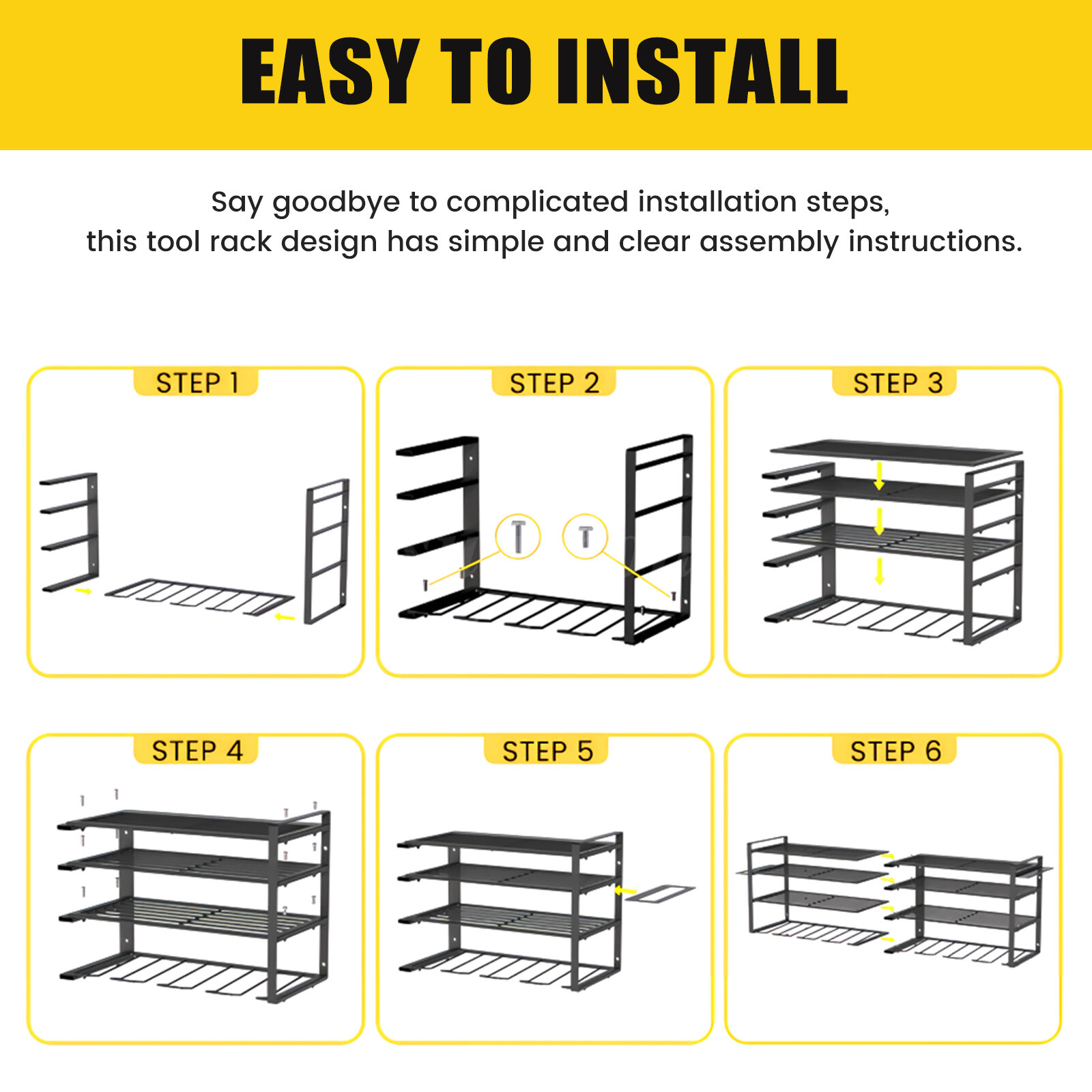 Power Tool Organizer Wall Mount Extended Heavy Duty 4-Tier 12-Drill Rack Metal
