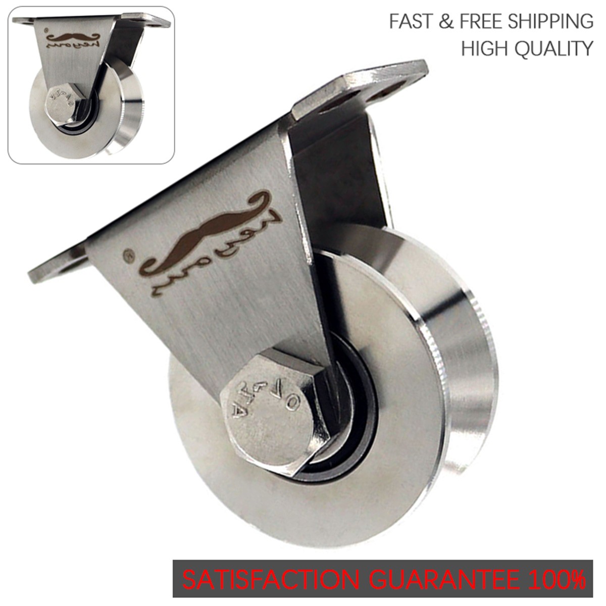 2.36'' 304 Stainless Steel V Groove Pulley Rope Cable Wire Pulley w/ Holes