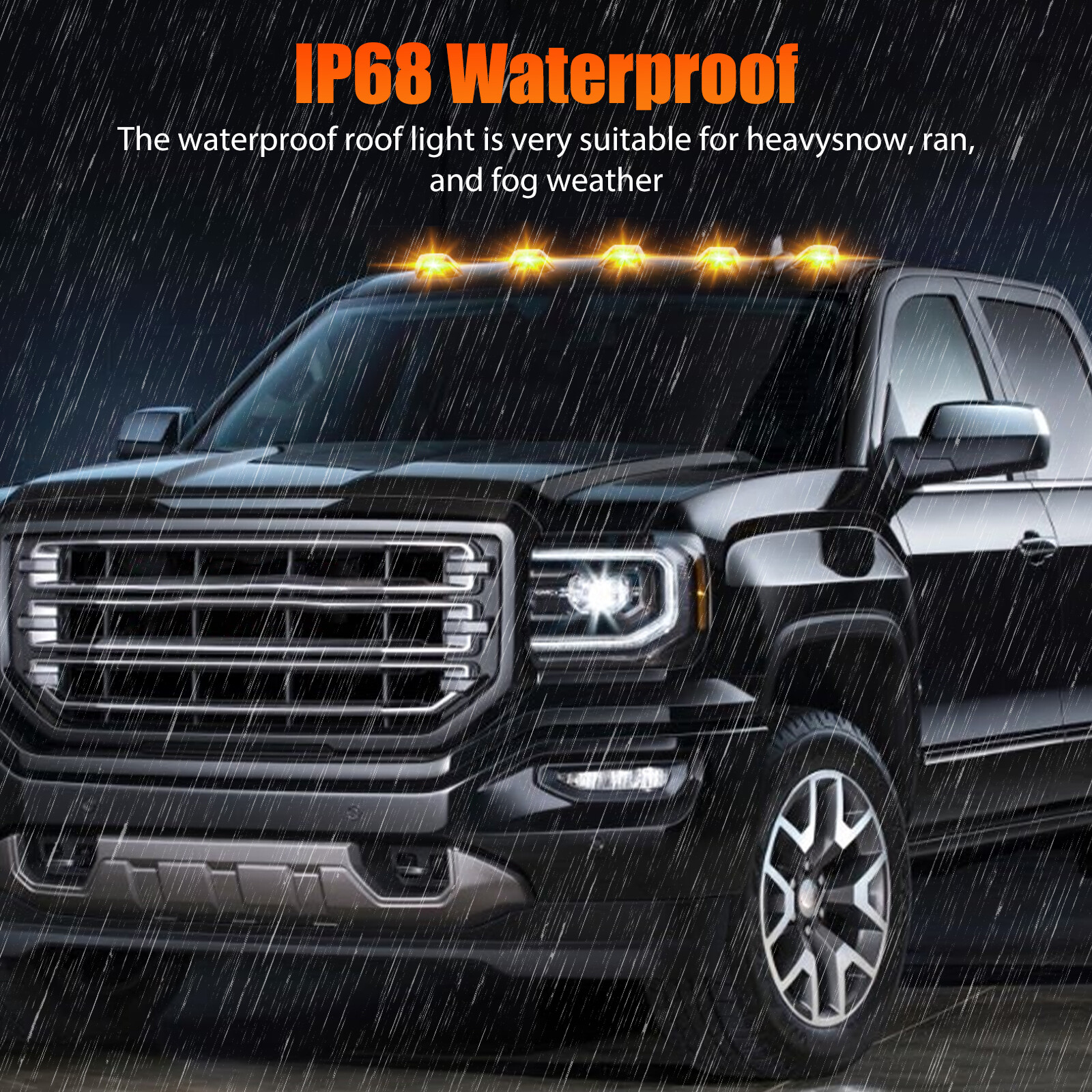 5Pcs For Ford F150 F250 F350 1980-1997 Amber LED Roof Top Cab Marker Lights Kit