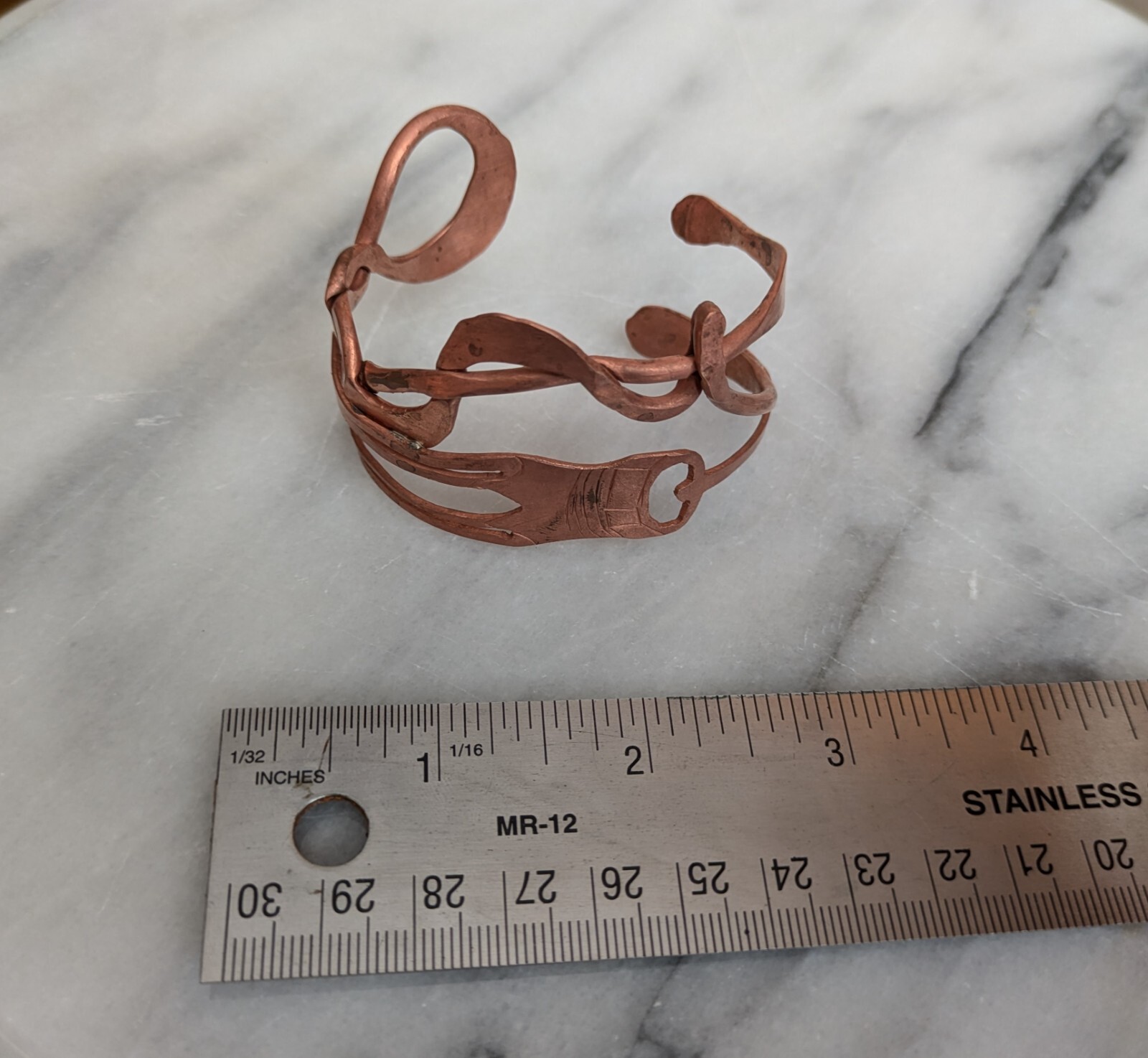 artisan, hand-crafted Copper bracelet unique screwdriver design, one of a kind