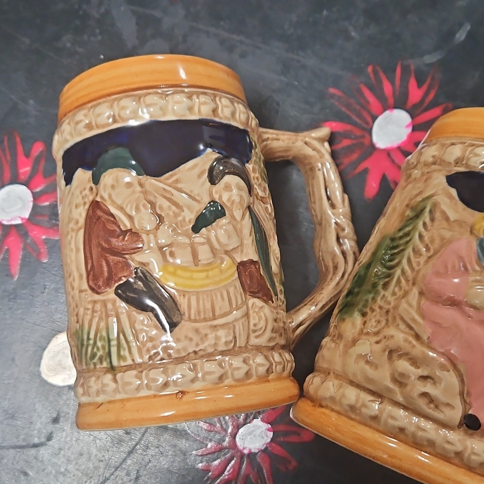 Set of 3 vintage German-themed beer steins made in Japan