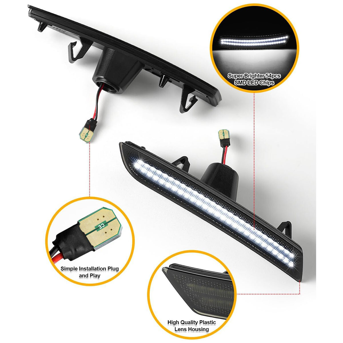 4X LED Side Marker Lights Front Rear Set for Chevy Camaro LS LT SS ZL1 2016-2022