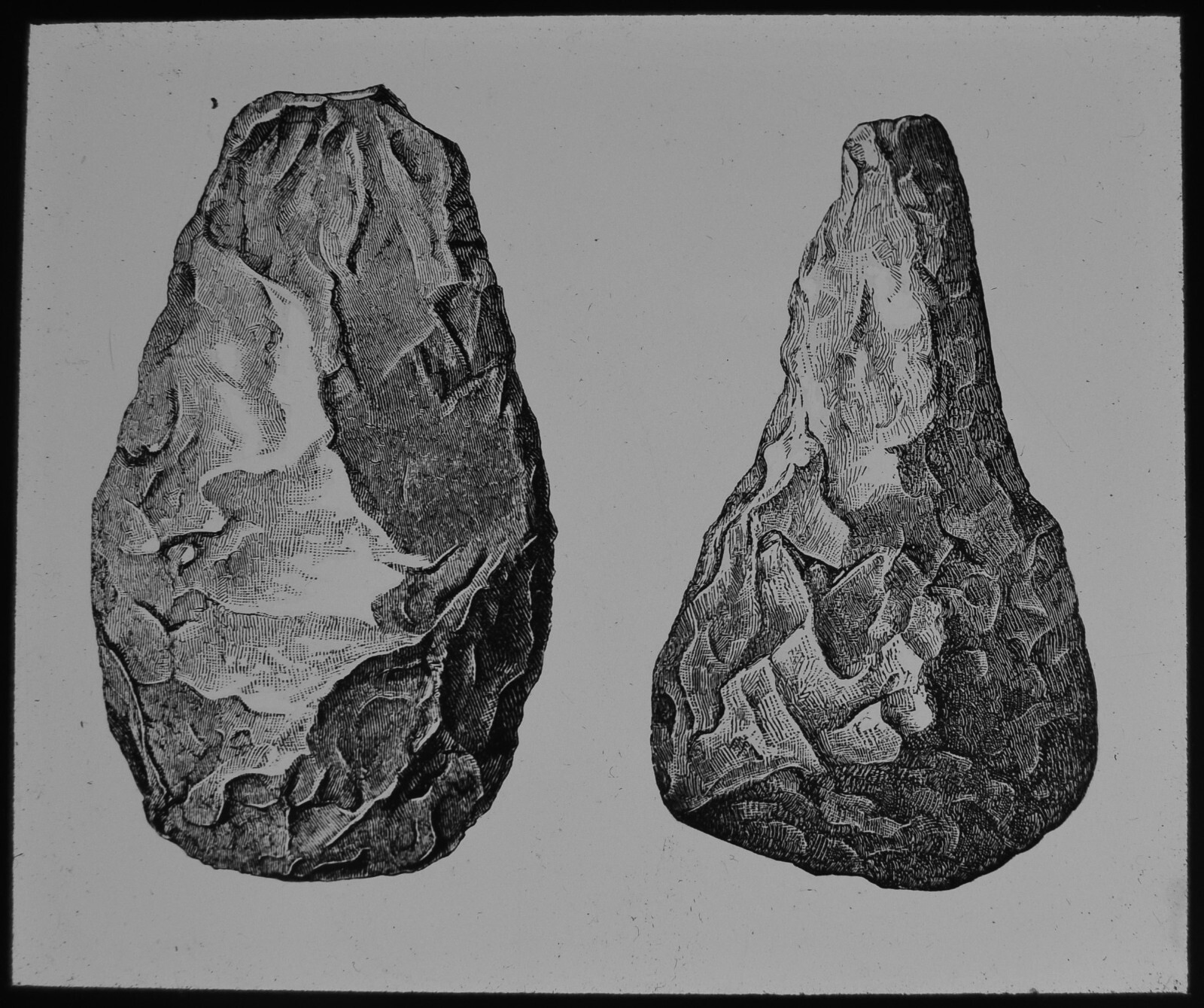 PREHISTORIC MAN - QUARTZITE TOOLS FROM MADRAS INDIA C1880 Magic Lantern Slide