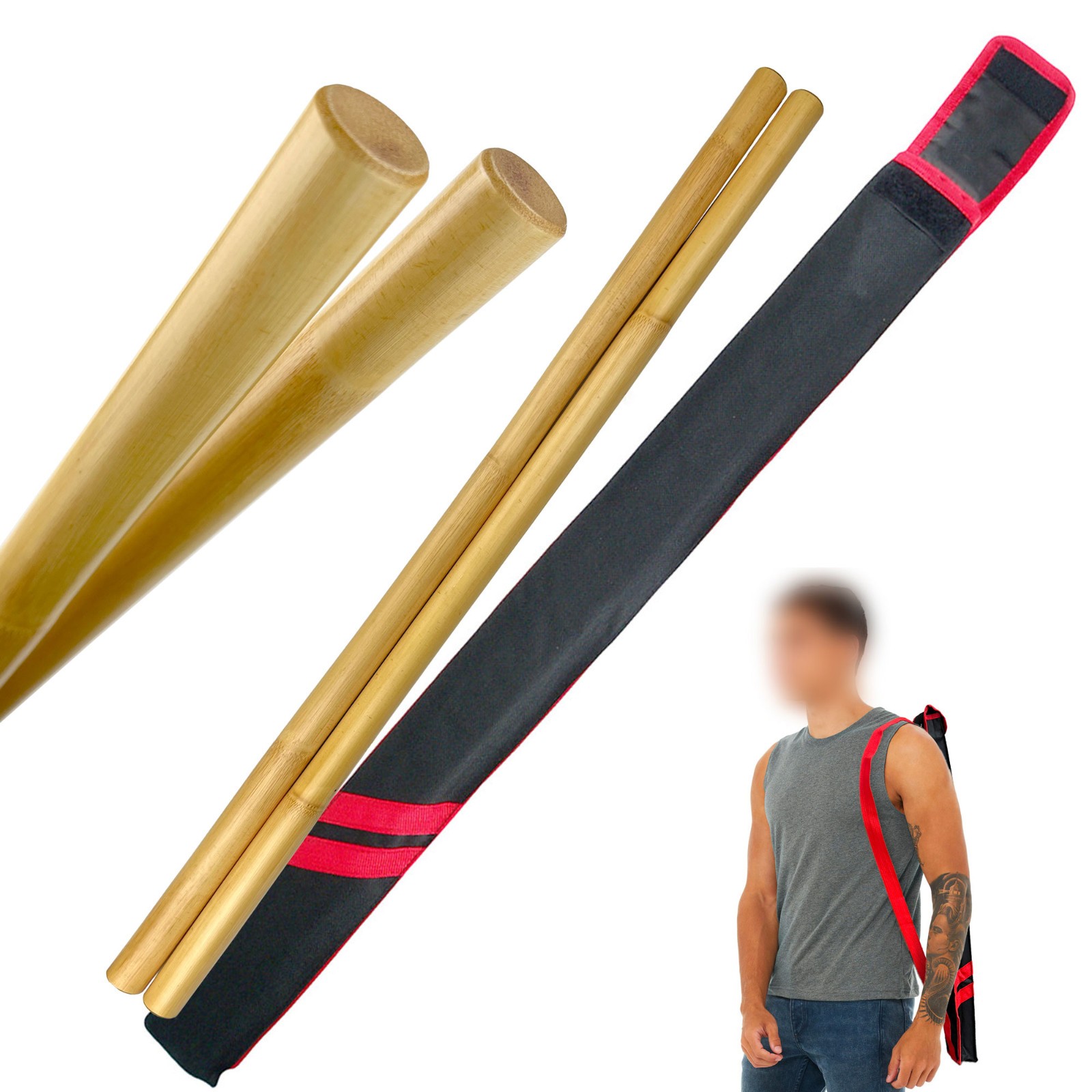 Escrima Sticks Pair 26" to 32" Rattan Martial Arts Kali Arnis Skin ON, Add Case