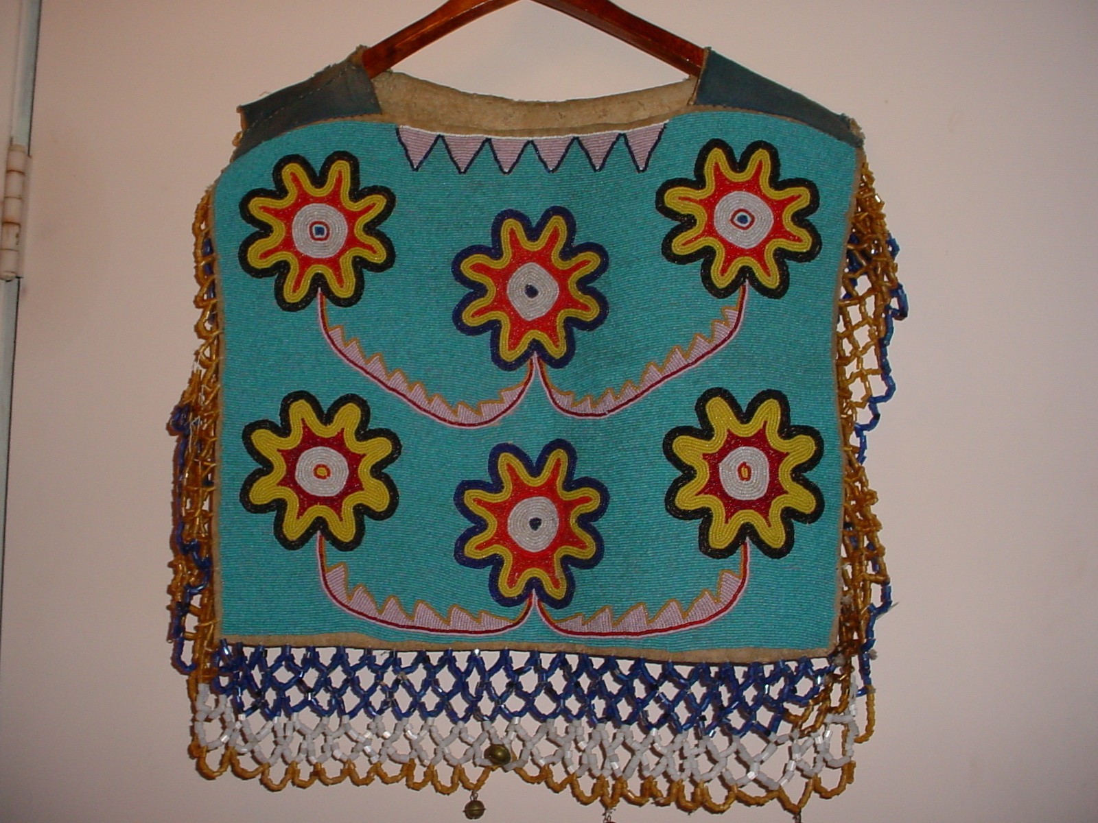 OLD CA 1900 YAKAMA PLATEAU INDIAN FULLY BEADED CAPE YOKE JINGLE DANCE
