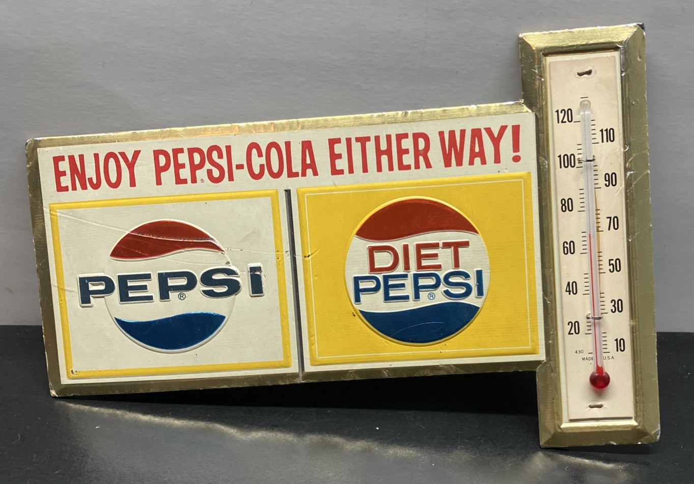 Vintage Enjoy Pepsi - Cola Either Way! Advertising Diet Pepsi - Made in USA