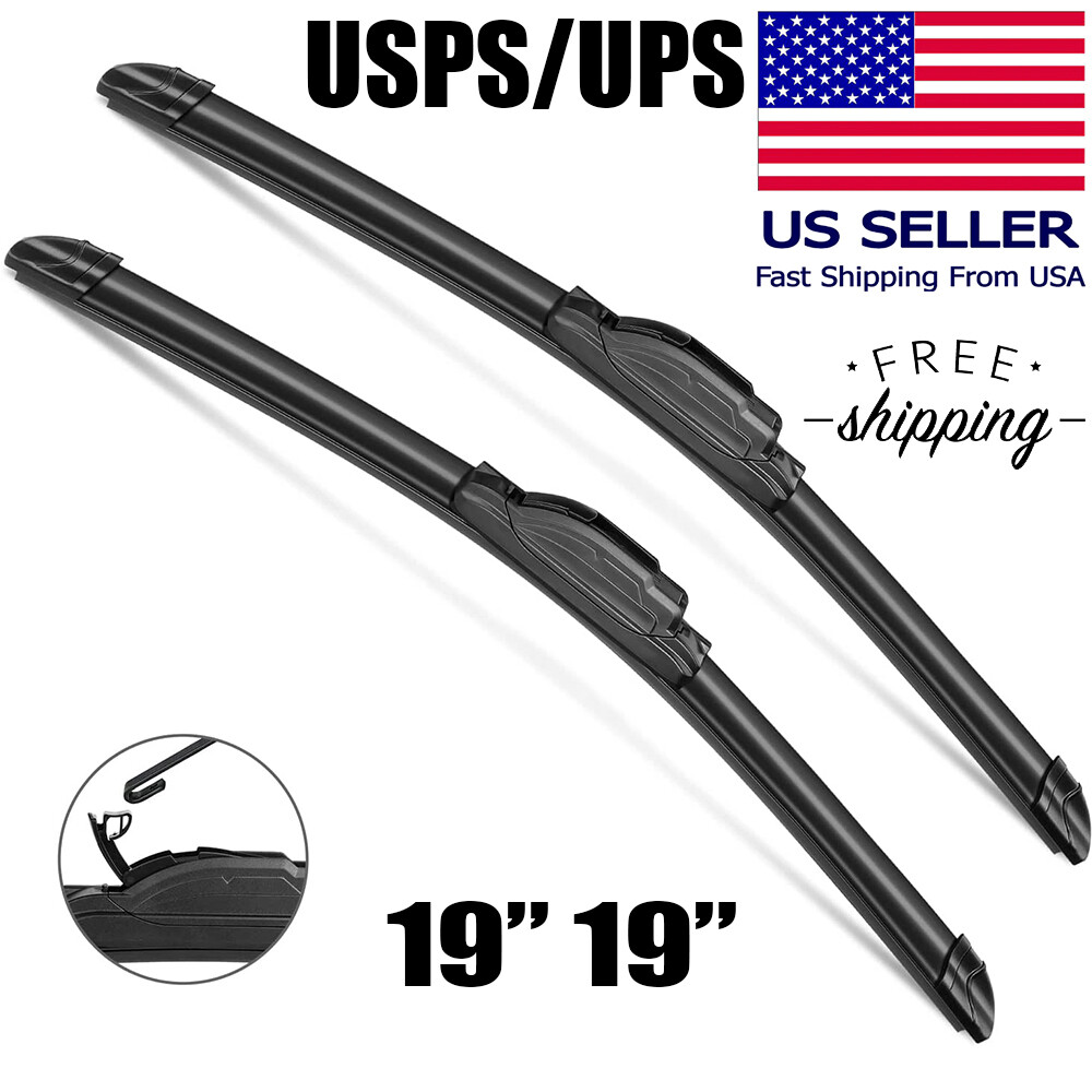 19"+19" Premium Quality All Season Beam Windshield Front Wiper Blades (Set of 2)