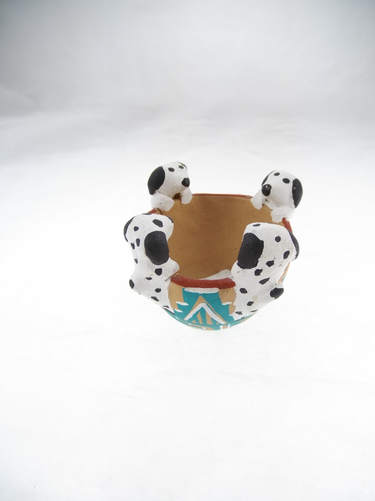 3x2" Jemez Pueblo Miniature Pottery Puppy Dog Dalmatian Bowl