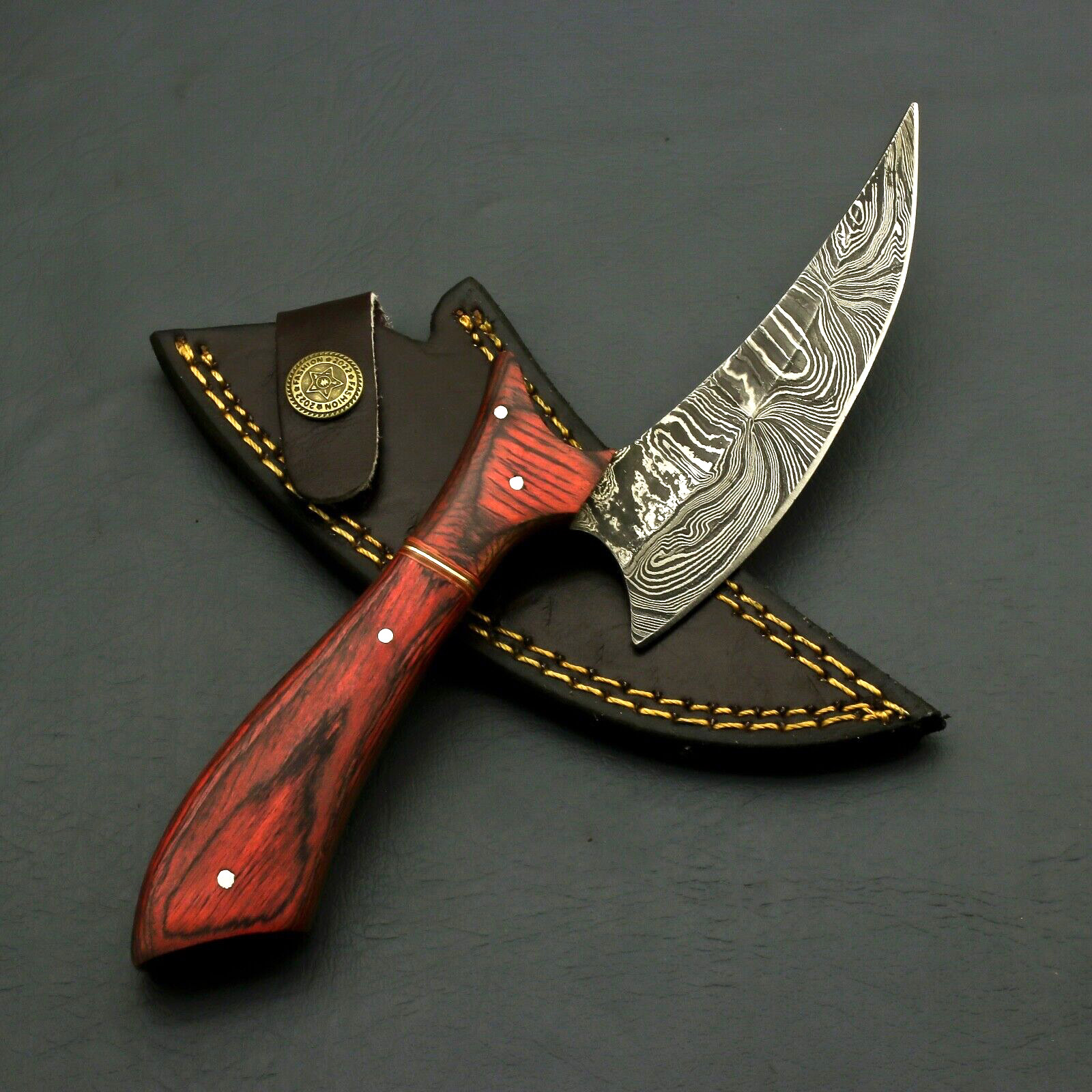 CUSTOM HAND FORGED DAMASCUS STEEL Hunting KNIFE W/ BEAUTIFUL HANDLE + Sheath