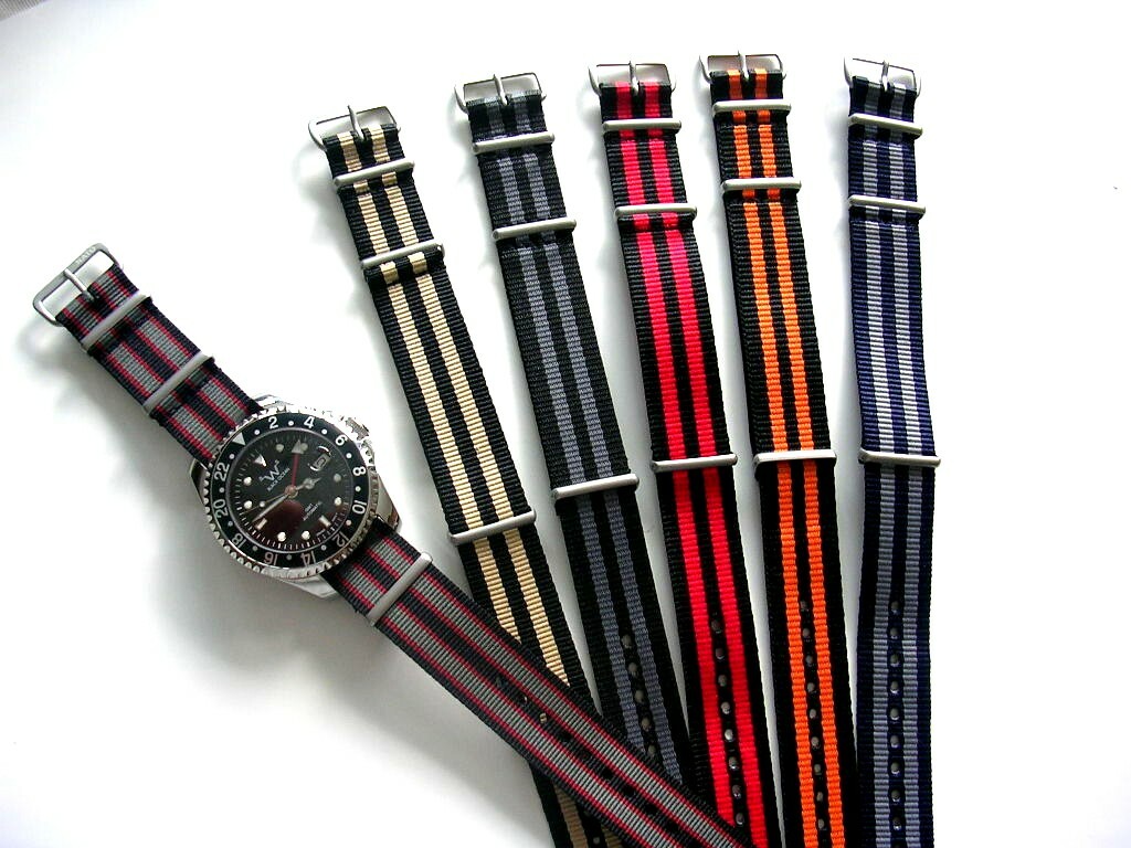 NATO ® watch strap band G10 nylon Military Diver RAF stitched bonded IW SUISSE