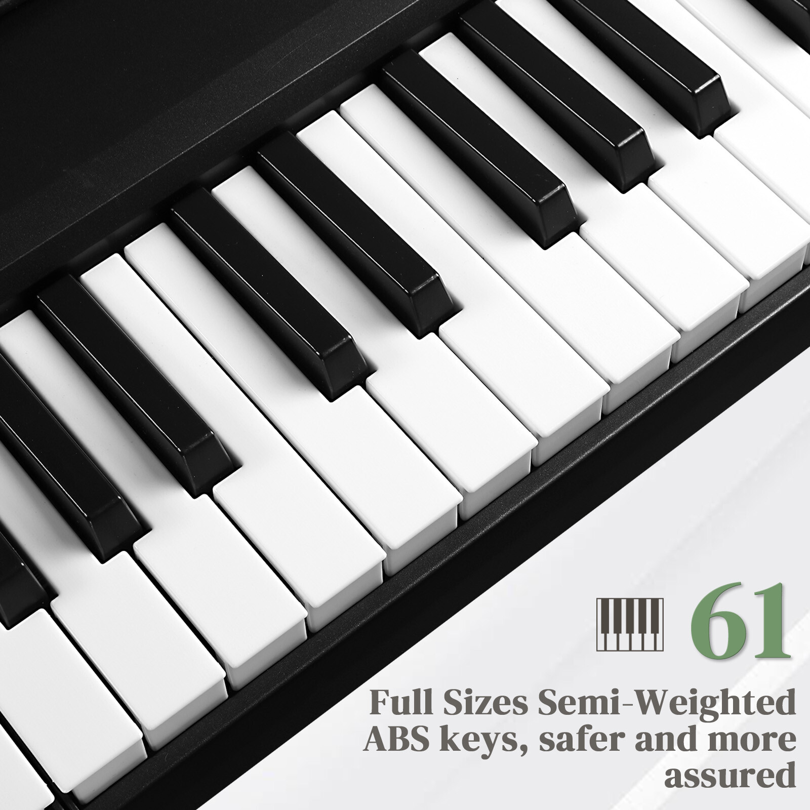 Folding Piano Keyboard 61 Key Portable Piano Semi-Weighted Key MIDI Bluetooth