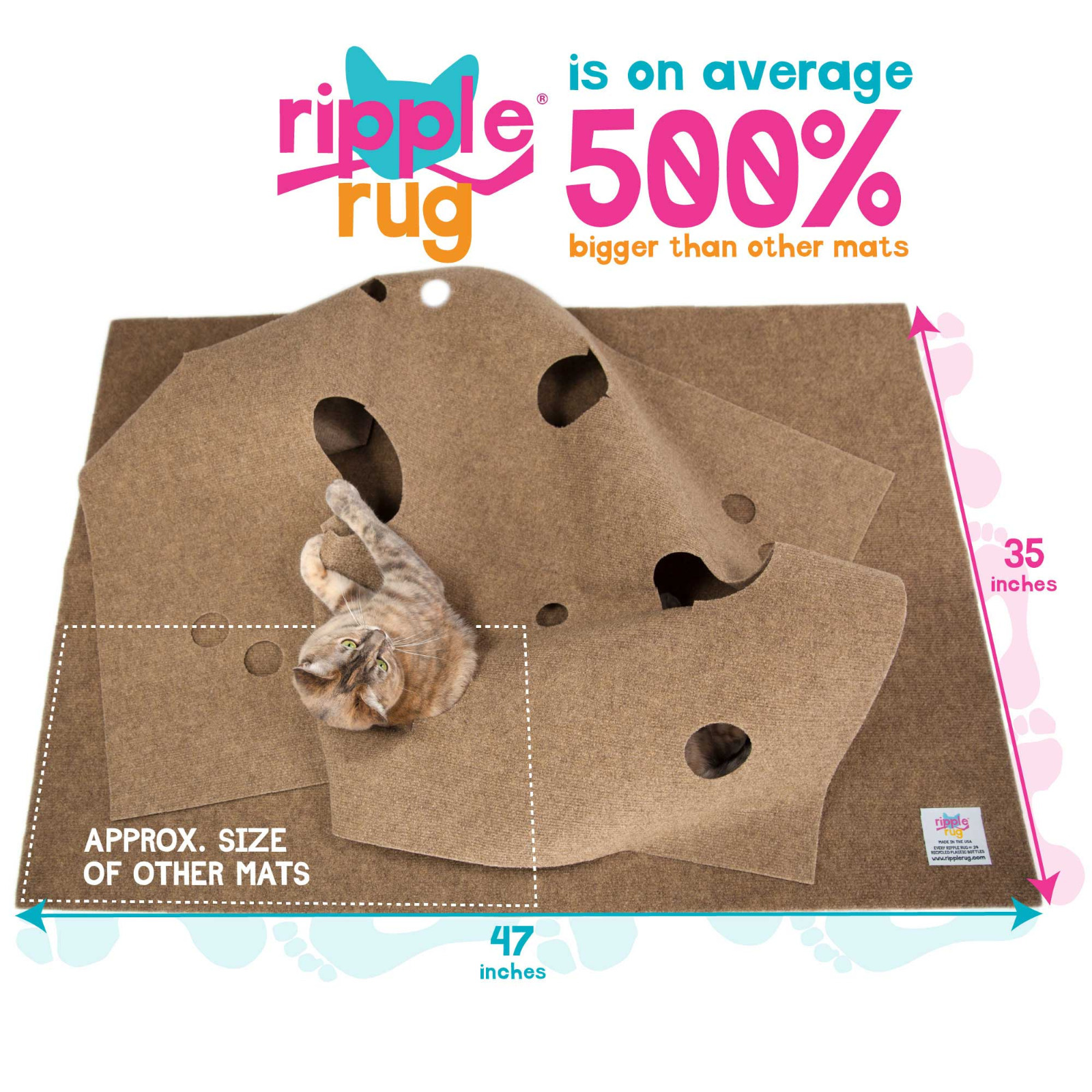 The Ripple Rug Cat Activity Play Mat - Made in USA - We are the Manufacturer