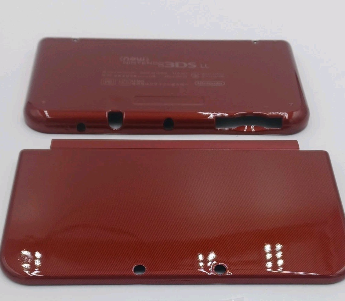 New Nintendo 3ds Xl LL Red Replacement Shells Front/Rear + Rubbers+Screws+Label