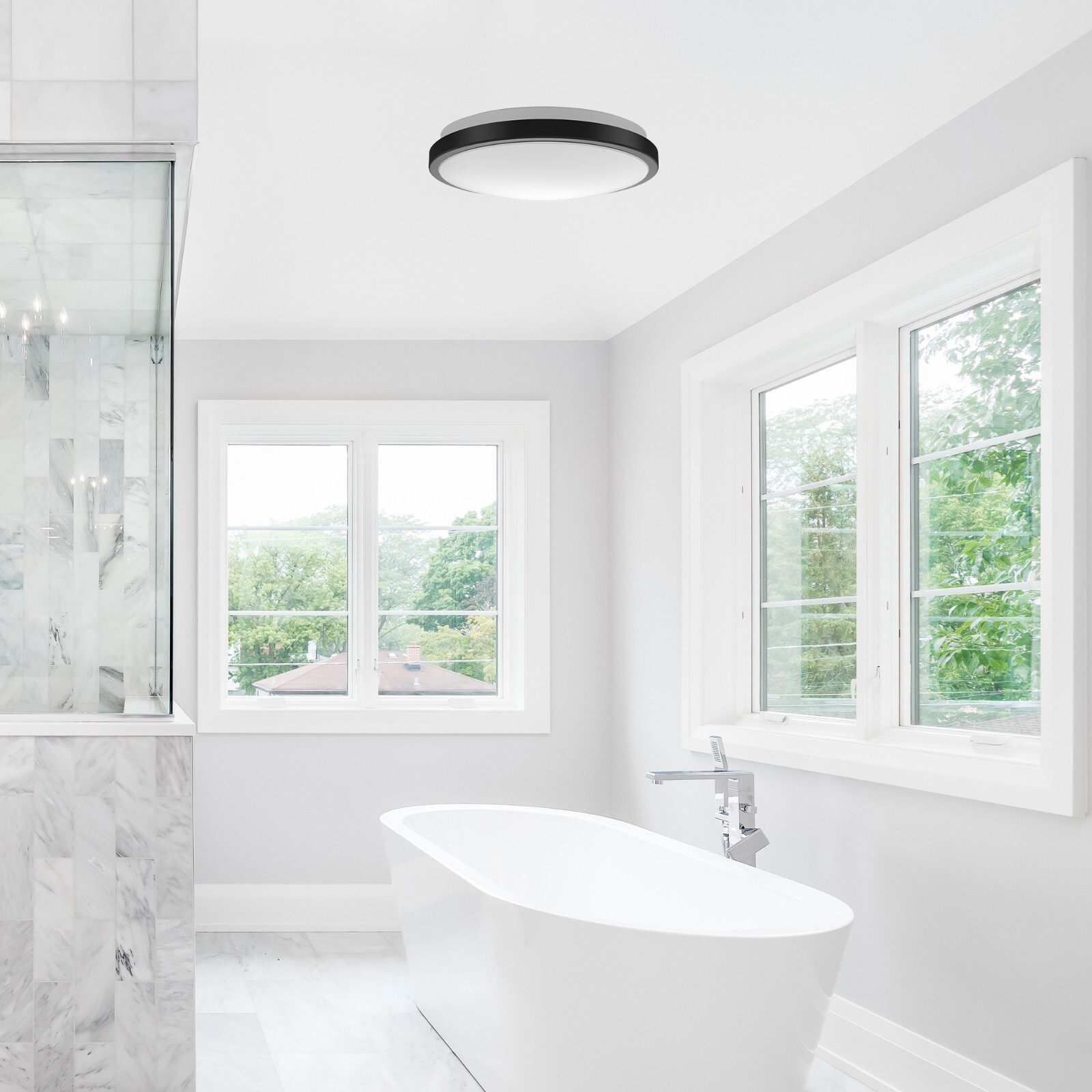 10 in. Matte Black LED Flush Mount Ceiling Light, Dimmable