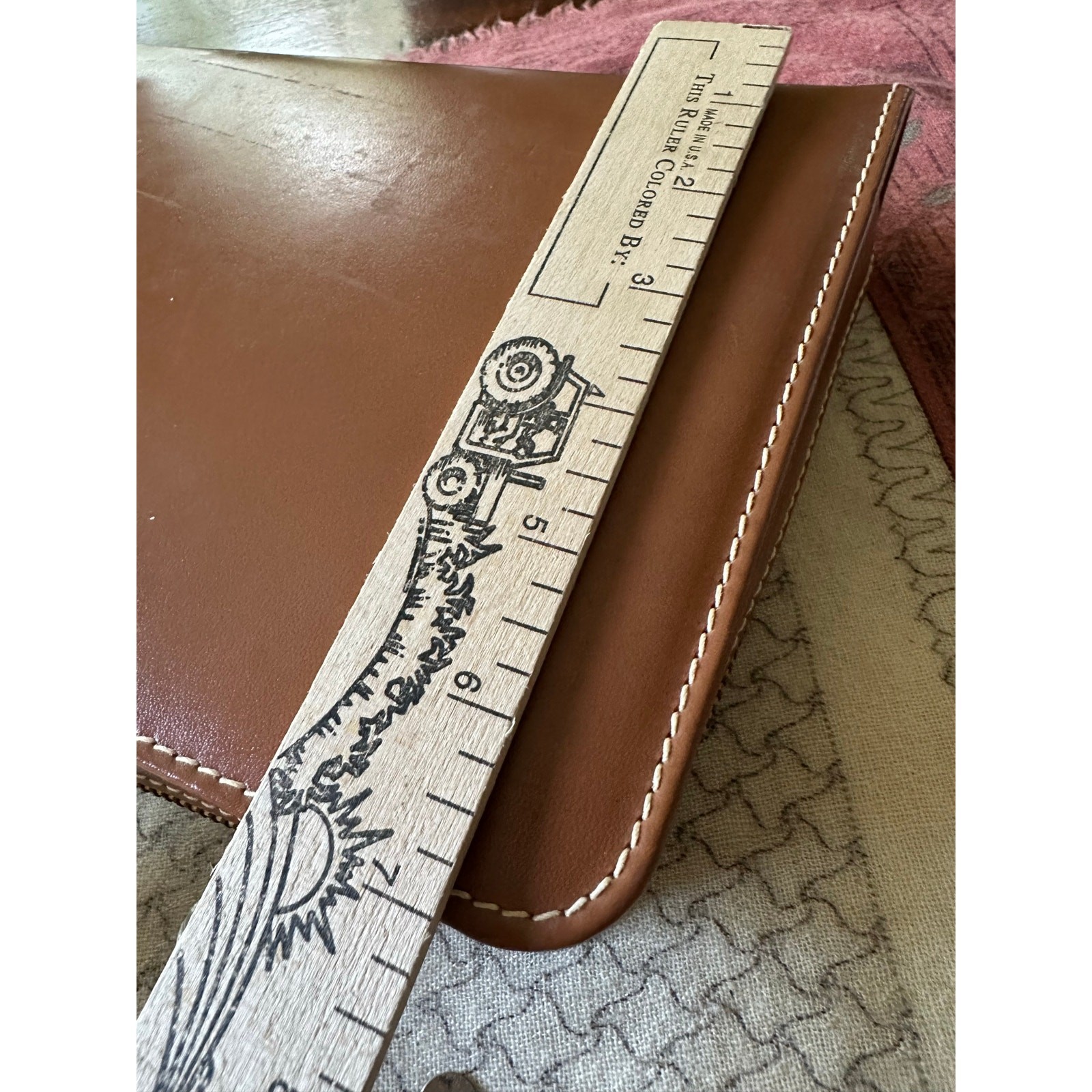 Vintage Men's Travel Grooming Kit Cowhide Leather Case Toiletry Kit USA