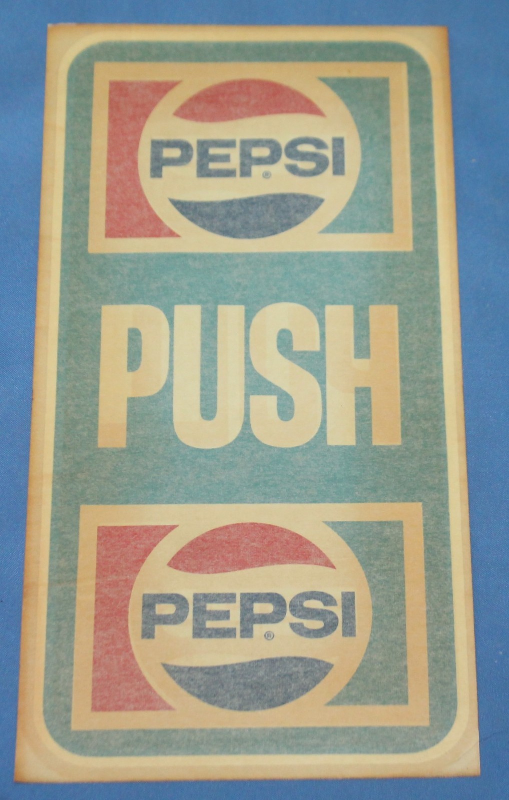Vintage Pepsi Door Push/Pull Sticker Decal PD 2156 4 1/8" x 8 1/8" New Old Stock