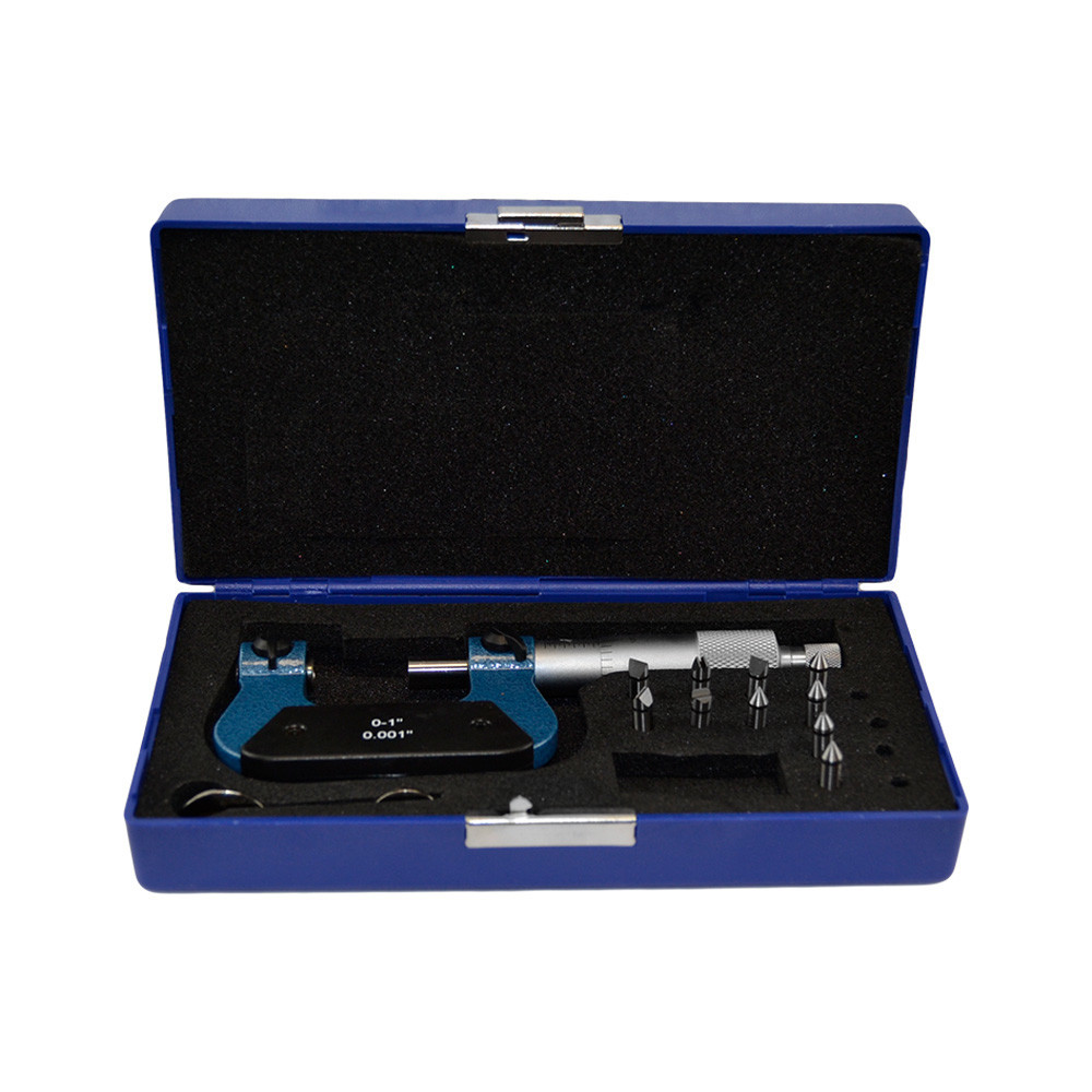 0-1" Screw Thread Micrometer Kit 60 Degree Anvils 0.001'' Graduation TPI