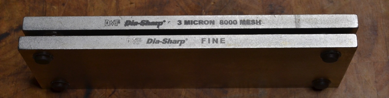 Lot of 2 DMT Dia-Sharp Bench Diamond Stone Fine & 3 Micron 8000 MESH Light Use