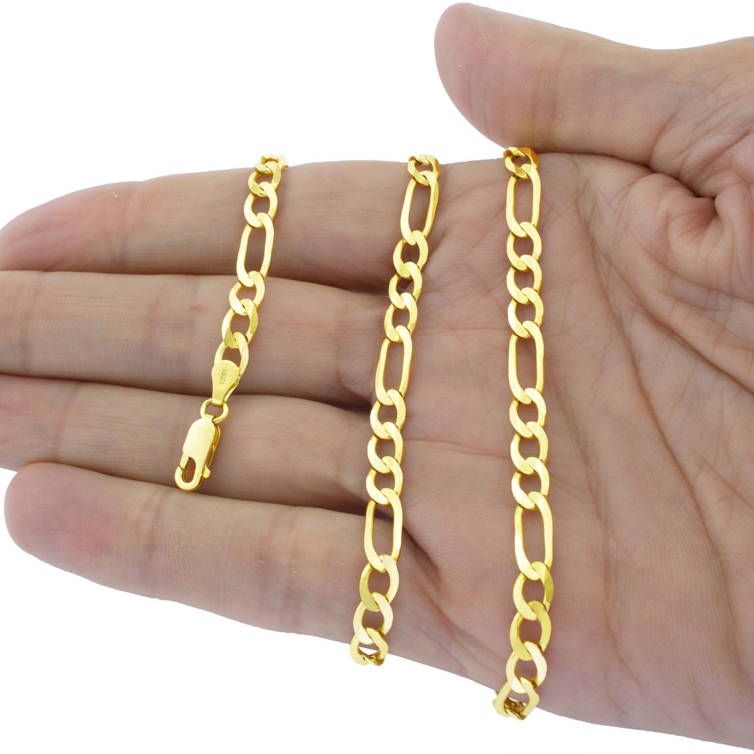 10K Real Yellow Gold 2mm-9mm Figaro Chain Link Pendant Necklace Bracelet 7"- 30"