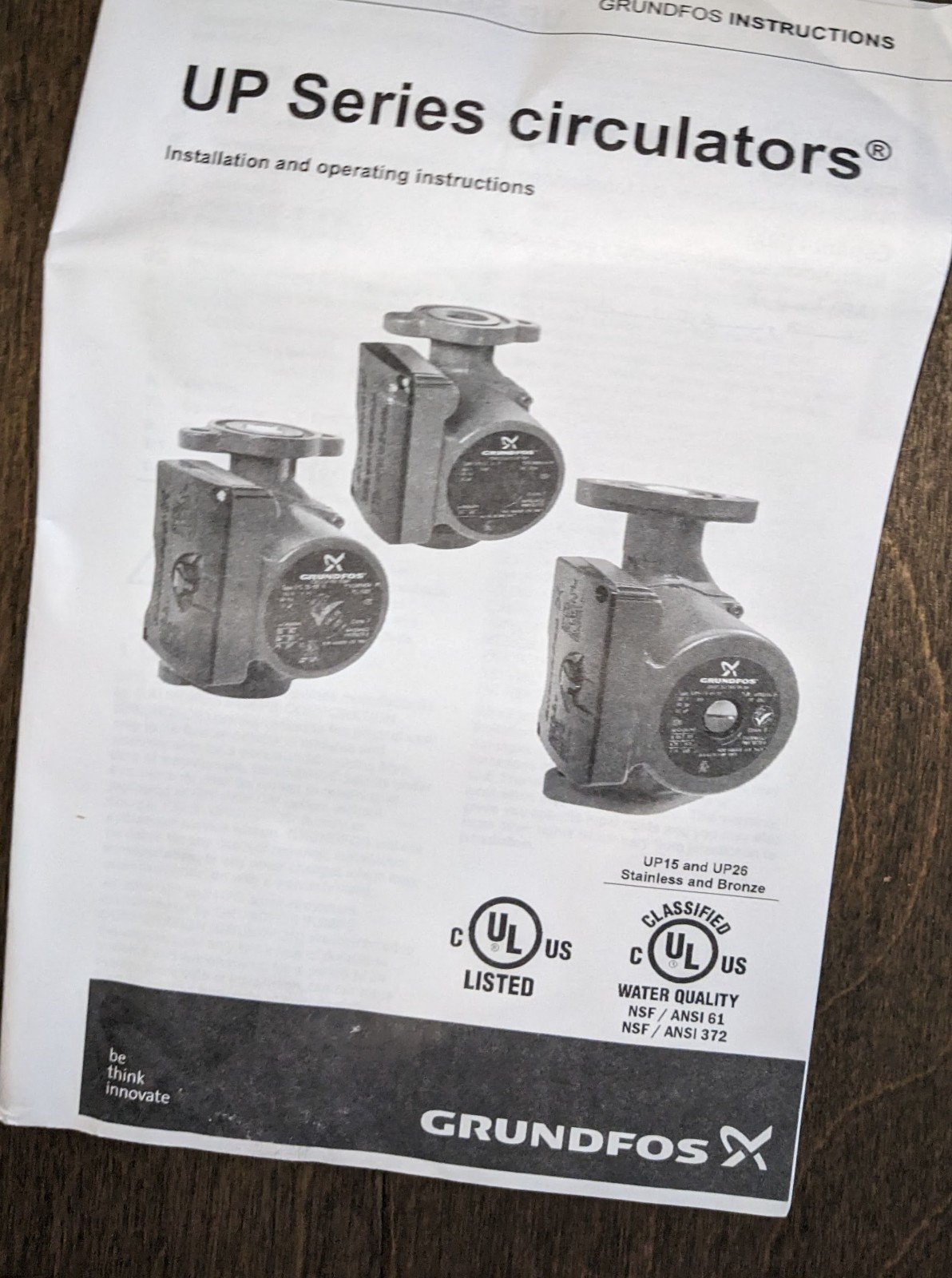 GRUNDFOS Circulating Pump UP15-29SU/LC 59896775