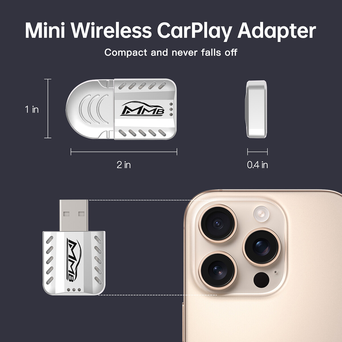 Mini Wireless Carplay Smart Ai Box, Wired to Wireless Adapter for 2017+Cars