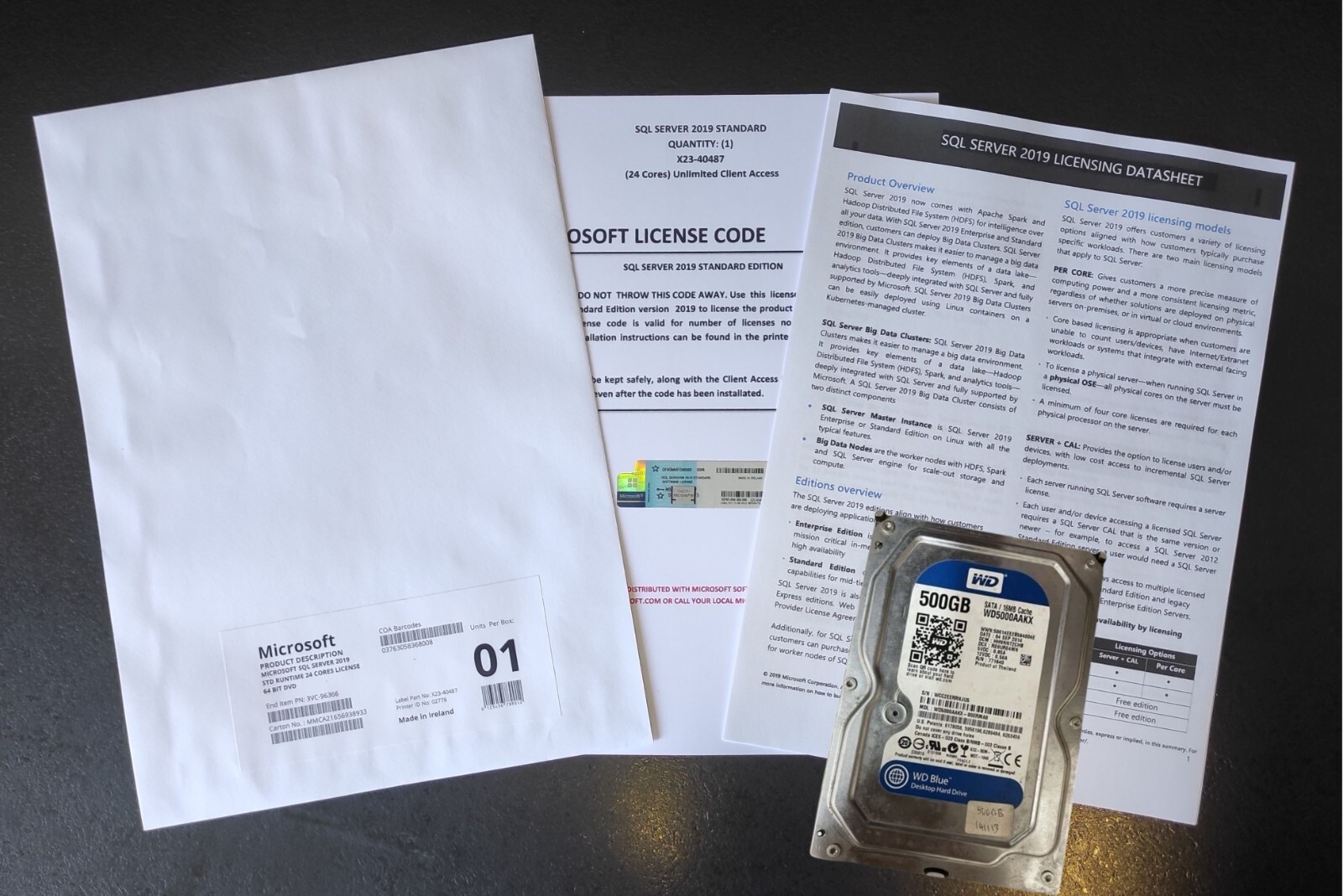 SQL Server 2019 Standard 24 Cores & Unlimited CALs License DVD & COA