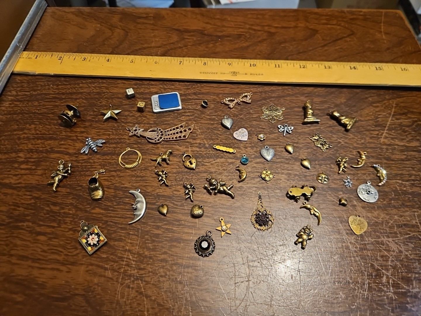 Lot Of 50 Mixed Parts Pcs France Vintage 60s Brass Stampings Findings Jewelry 10