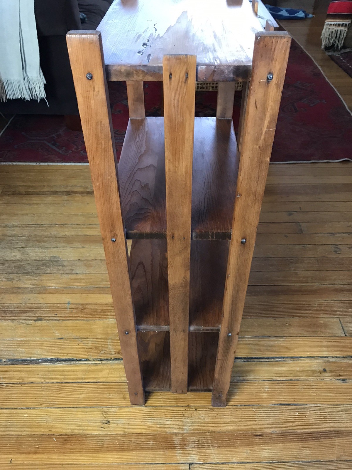 Antique Arts & Crafts Mission Quartersawn Oak Bookcase Shelf Plant Stand 34”H