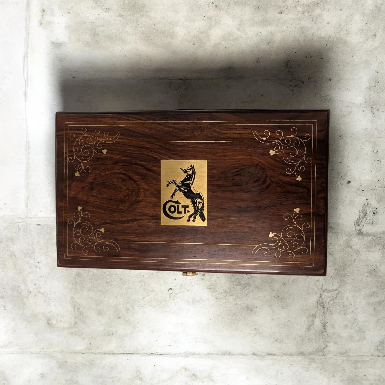 Colt Army Wood Red Velvet Lined Storage Case – Handmade Indian Rosewood/Sheesham