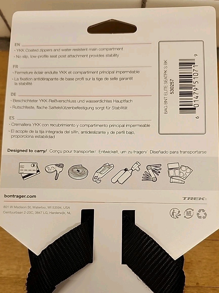 Bontrager Elite Seat Pack Small Bike Saddle Storage Bag (650cc) 0.65L Cap.