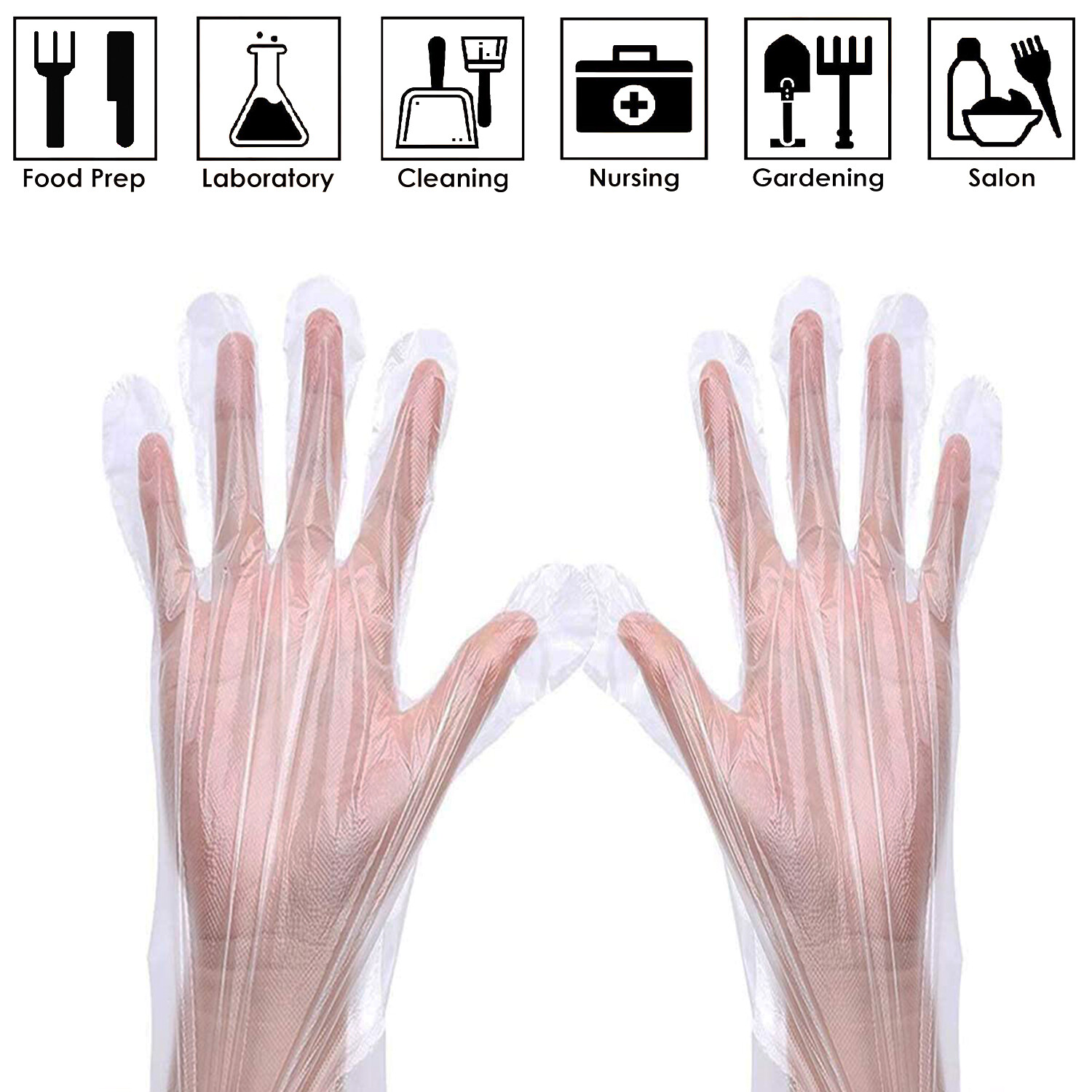 200/500/1000 Plastic Gloves Disposable Premium Polythene Catering Food Mechanics