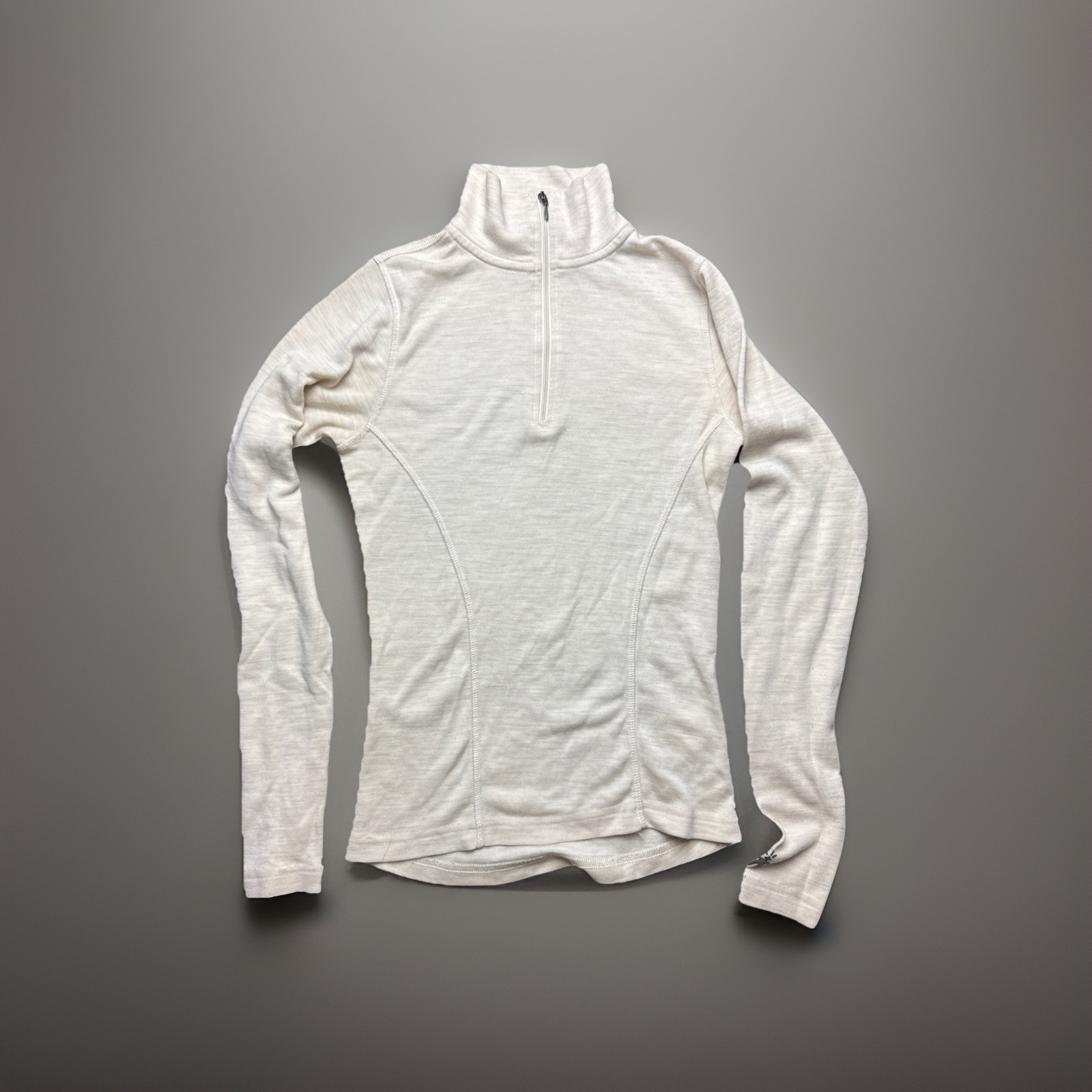 Smart Wool Full Zip Women’s Size XS Cream 100% Merino Wool Base Layer Hiking