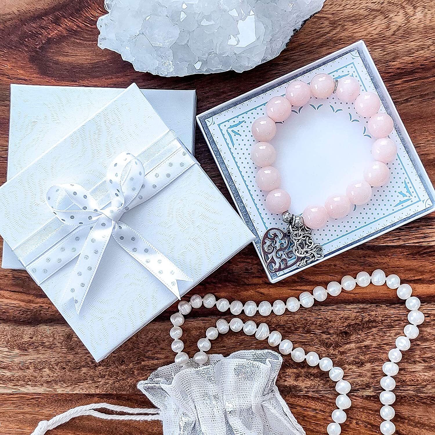 BULK Cardboard Jewelry Gift Boxes w/ Cotton Fill Padding - White Swirl 11 Sizes