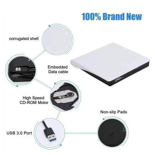 Slim External USB CD DVD ROM Writer Drive Burner Reader Player PC Laptop US